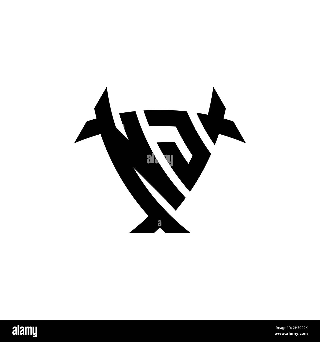 Lettre du logo NJ Monogram avec blindage triangulaire et forme de cercle sur fond isolé.Logo triangle monogramme, logo bouclier monogramme, trian Illustration de Vecteur