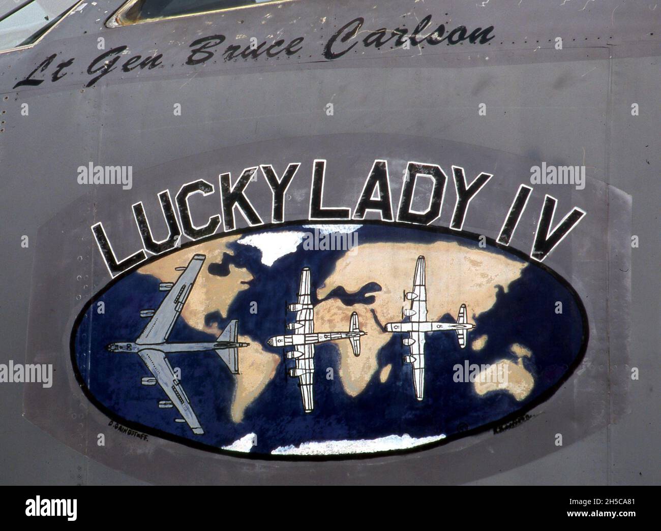 Lucky Lady IV Nose Art sur l'avion militaire américain photo par Tony Henshaw Archive Banque D'Images