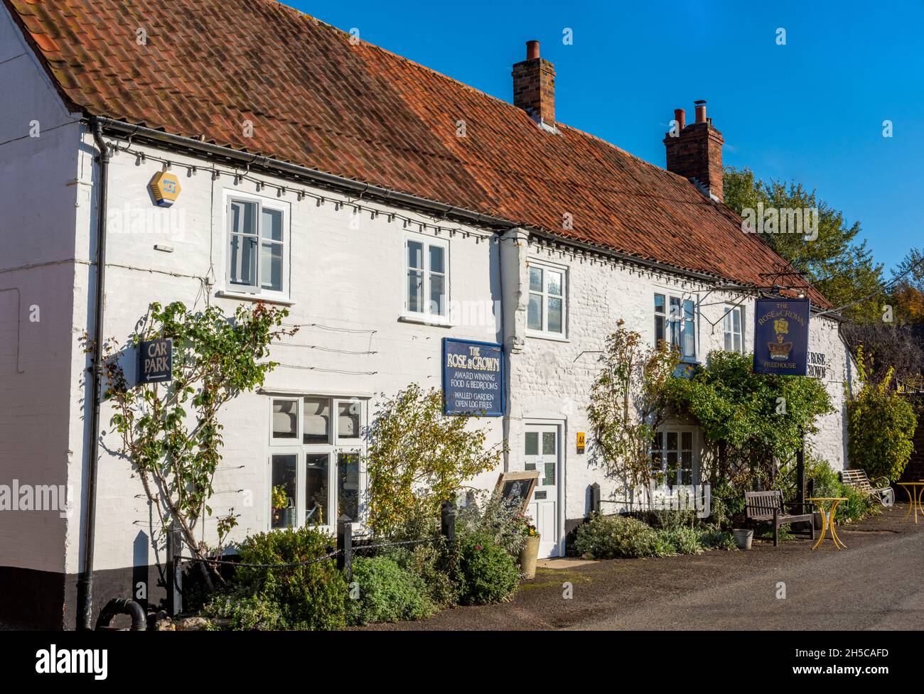 maison publique rose et couronne, snettisham, norfolk, east anglia, hôtel à snettisham,restaurant à snettisham, bonne cuisine à norfolk, sur place avec débit de boissons. Banque D'Images