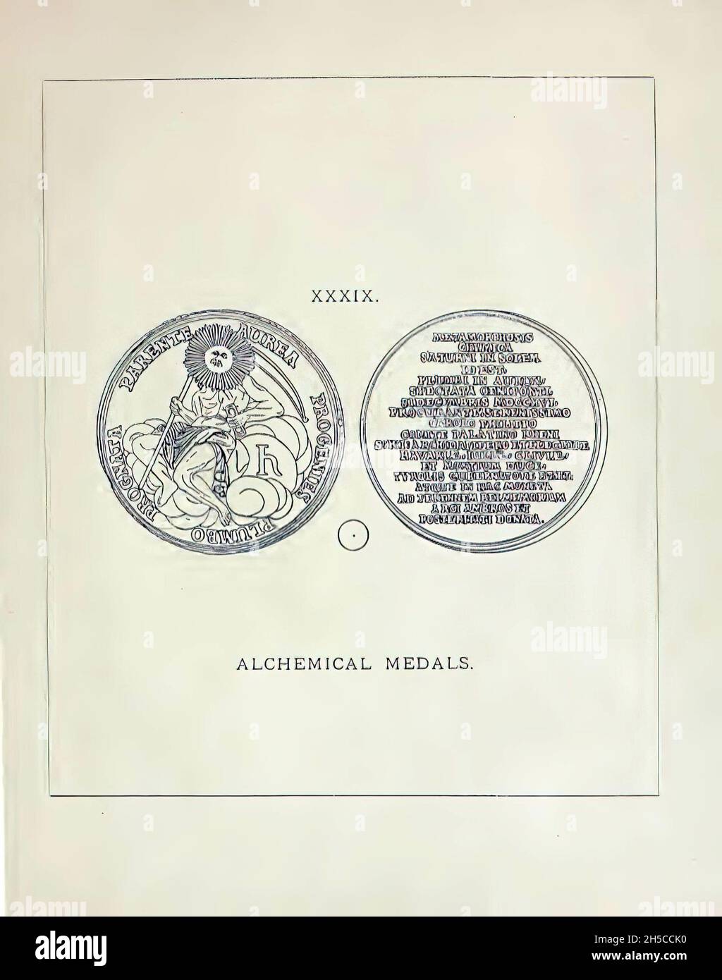 Balayage vertical d'un texte alchimie du XVIIIe ou XIXe siècle Banque D'Images