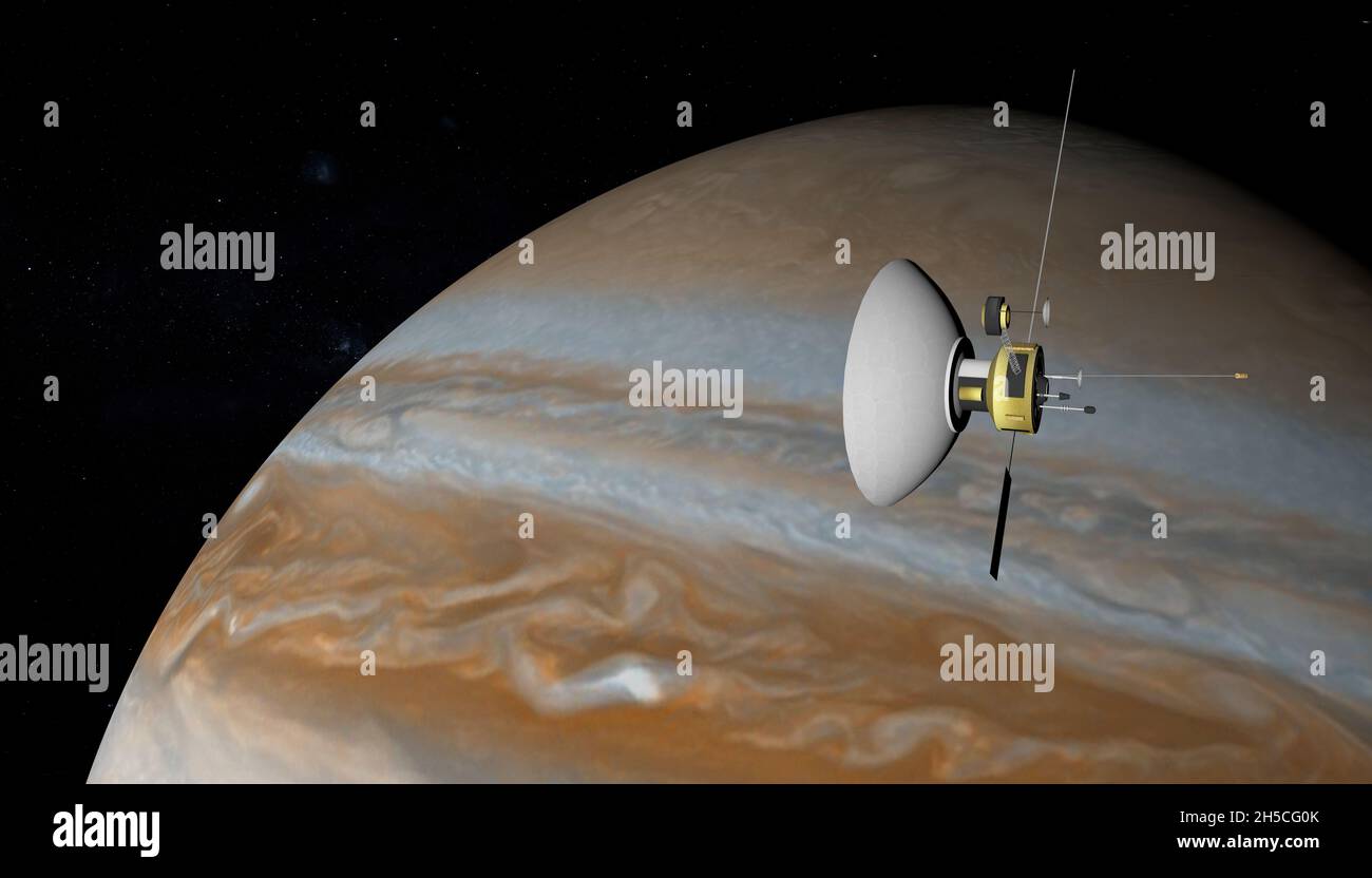 Sonde spatiale volant vers Jupiter.Exploration spatiale.Éléments de cette image fournis par la NASA. Banque D'Images