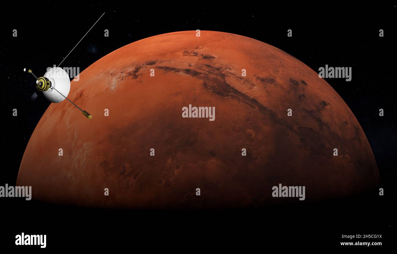 Sonde spatiale en vol vers Mars.Exploration spatiale.Éléments de cette image fournis par la NASA. Banque D'Images