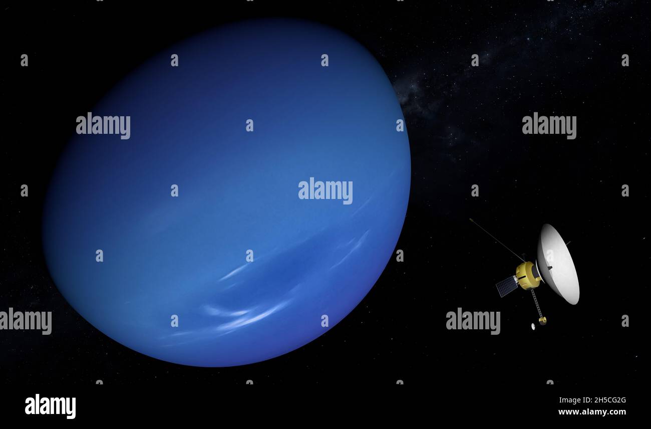Sonde spatiale volant à Neptune.Exploration spatiale.Éléments de cette image fournis par la NASA. Banque D'Images