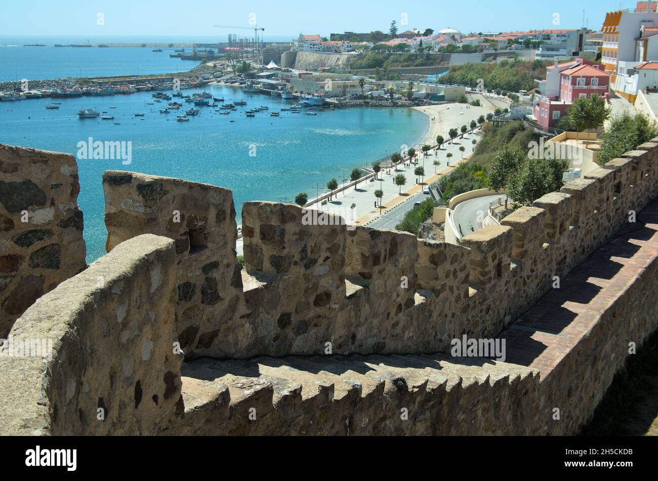 Vue d'ensemble du château de Sines.Sines, Alentejo, Portugal Banque D'Images