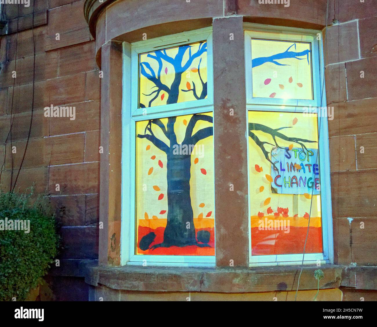 Glasgow, Écosse, Royaume-Uni 8 novembre 2021.Les concepts du thème du changement climatique ont été le thème moteur dans le champ de bataille de la ville qui se tient actuellement pendant la conférence cop26 coïncidente en même temps.La Wanderland d'hiver est une célébration croissante qui se déroule par intermittence au cours de l'année dans des quartiers définis au Royaume-Uni avec un thème décidé localement qui se traduit par des fenêtres avant artistiquement décorées « Covid-safe moyen de relier les gens, transformant les rues en galeries extérieures magiques ».Crédit Gerard Ferry/Alay Live News Banque D'Images