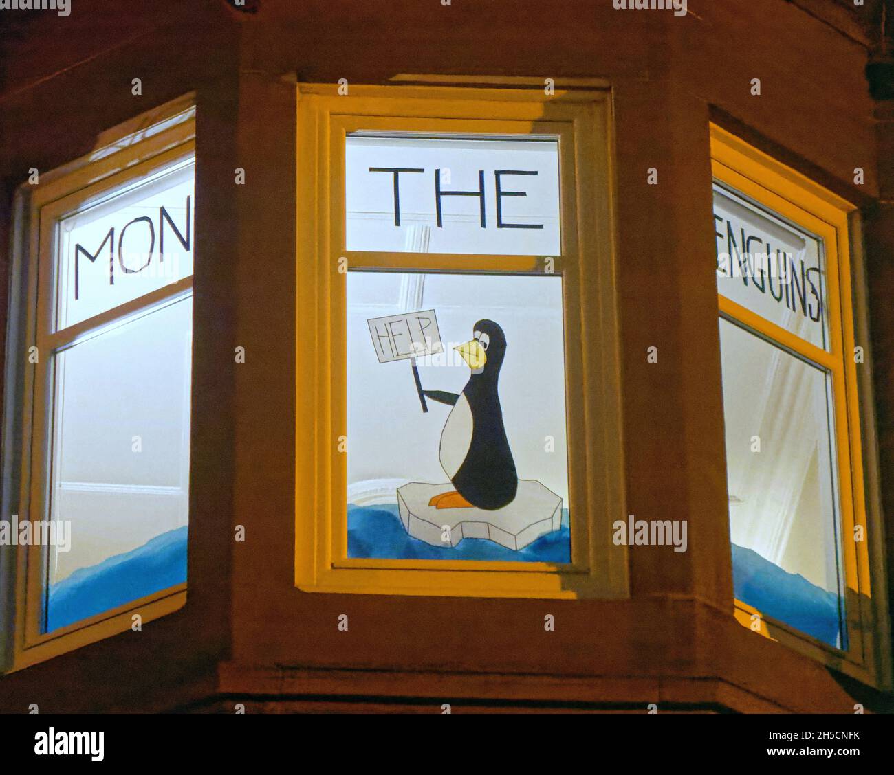 Glasgow, Écosse, Royaume-Uni 8 novembre 2021.Les concepts du thème du changement climatique ont été le thème moteur dans le champ de bataille de la ville qui se tient actuellement pendant la conférence cop26 coïncidente en même temps.La Wanderland d'hiver est une célébration croissante qui se déroule par intermittence au cours de l'année dans des quartiers définis au Royaume-Uni avec un thème décidé localement qui se traduit par des fenêtres avant artistiquement décorées « Covid-safe moyen de relier les gens, transformant les rues en galeries extérieures magiques ».Crédit Gerard Ferry/Alay Live News Banque D'Images