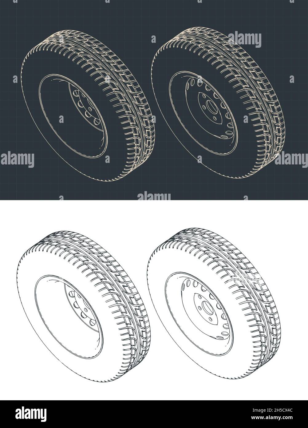 Illustration vectorielle stylisée de modèles isométriques de roue de camion Illustration de Vecteur