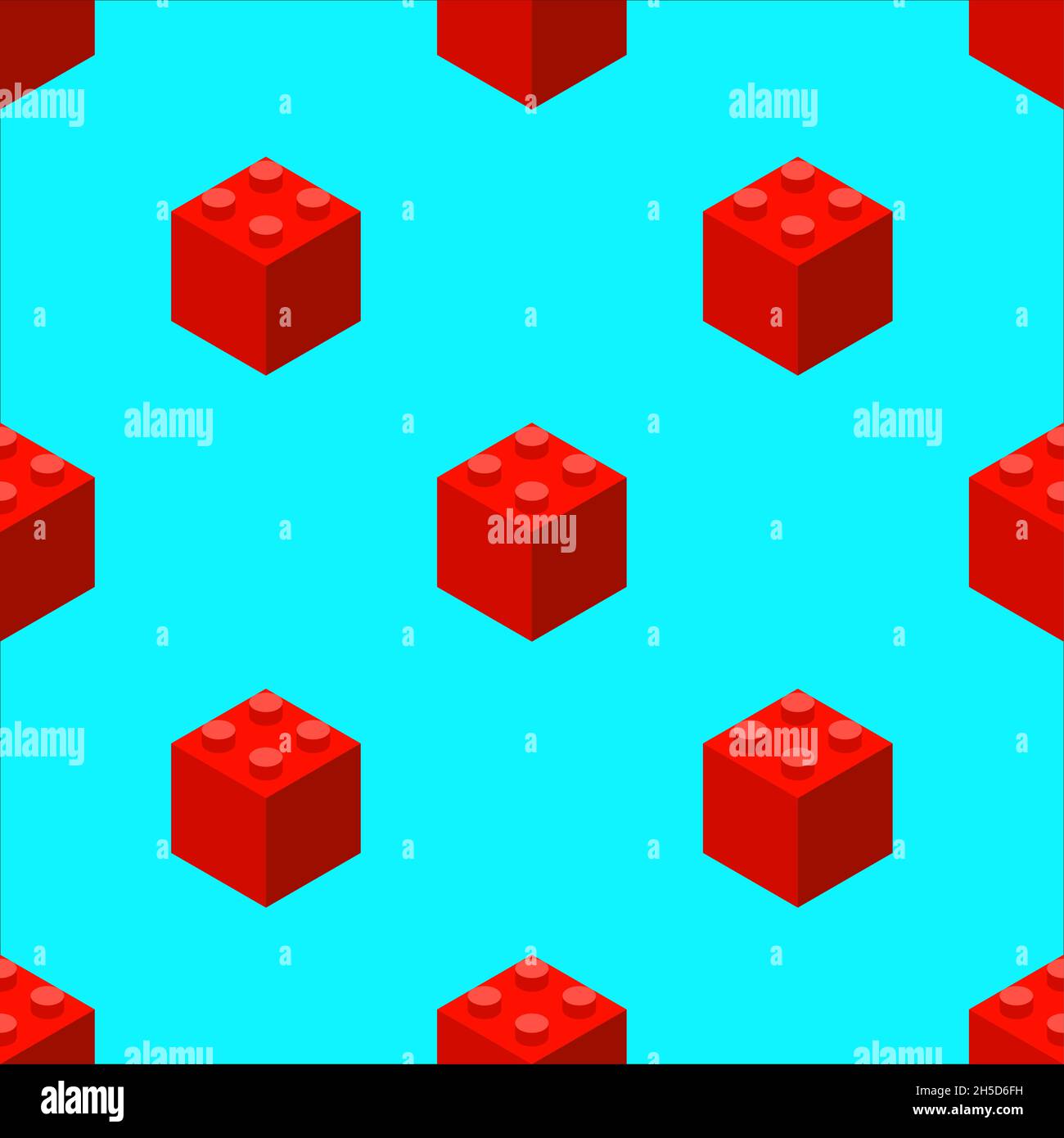 Motif de blocs en plastique rouge sur fond turquoise.Pour l'impression et la décoration.Illustration vectorielle. Illustration de Vecteur