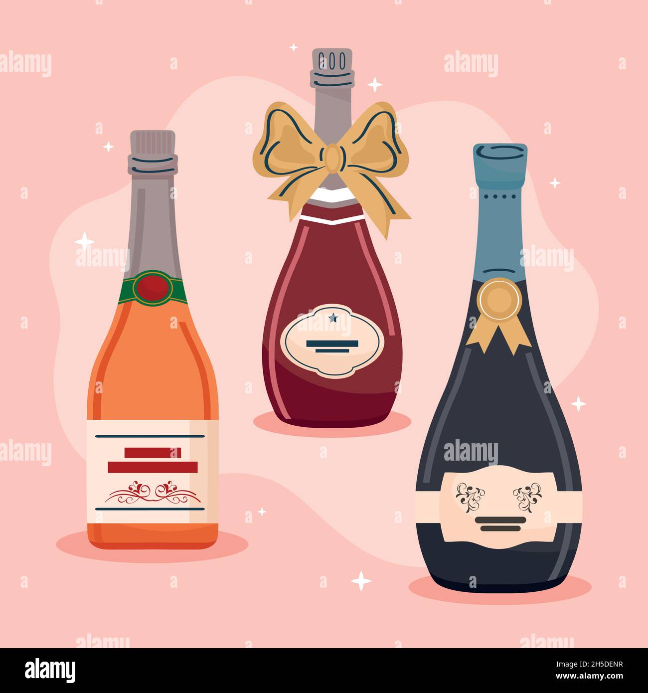 trois bouteilles de champagne Illustration de Vecteur