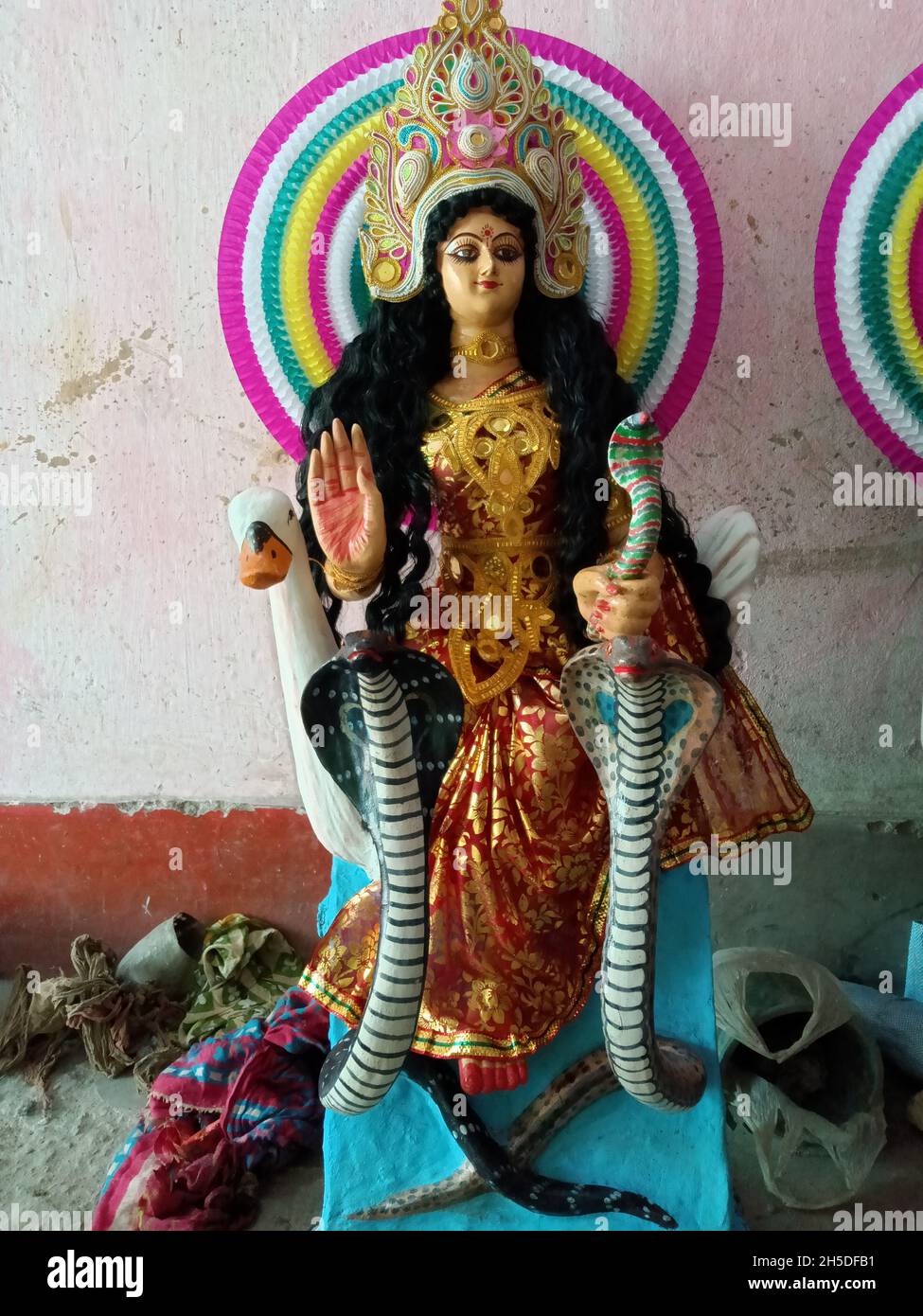 Sculpture de la déesse Durga, également connue sous le nom de Shakti ou Devi, la mère protectrice de l'univers Banque D'Images