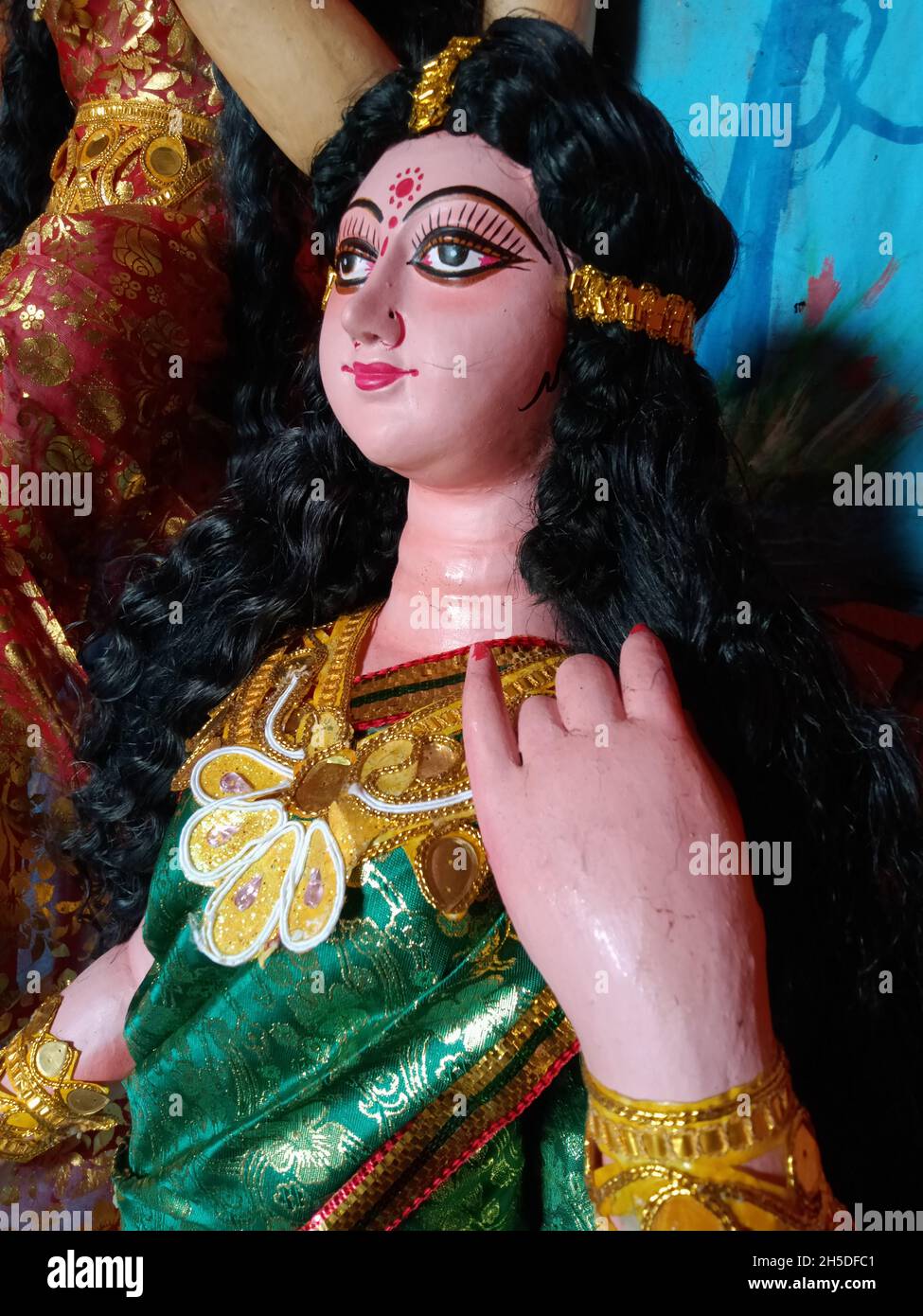 Sculpture de la déesse Durga, également connue sous le nom de Shakti ou Devi, la mère protectrice de l'univers Banque D'Images