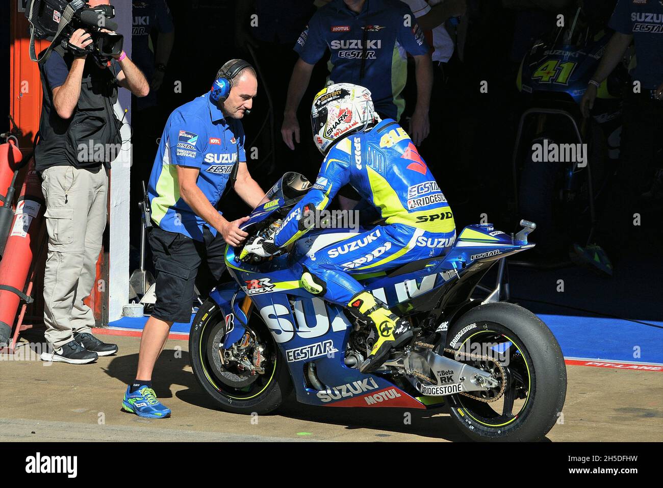 ALEIX Espargaró-Suzuki MotoGP 2015 sur le circuit Barcelone Catalunya, Montmeló, Espagne Banque D'Images