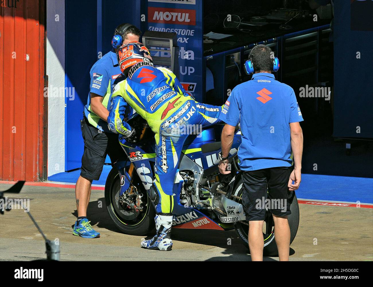 Maverick Viñales-Suzuki MotoGP 2015 sur le circuit Barcelone Catalunya, Montmeló, Espagne Banque D'Images