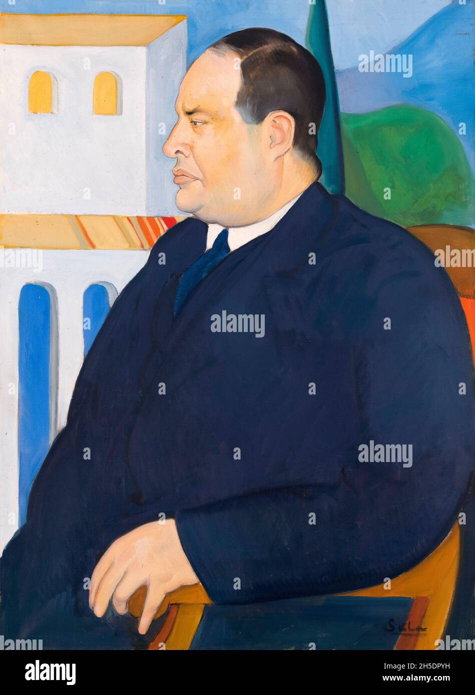 Joseph Stella (1877-1946), peintre futuriste américain d'origine italienne, portrait peint par Raphaël Sala, 1921 Banque D'Images