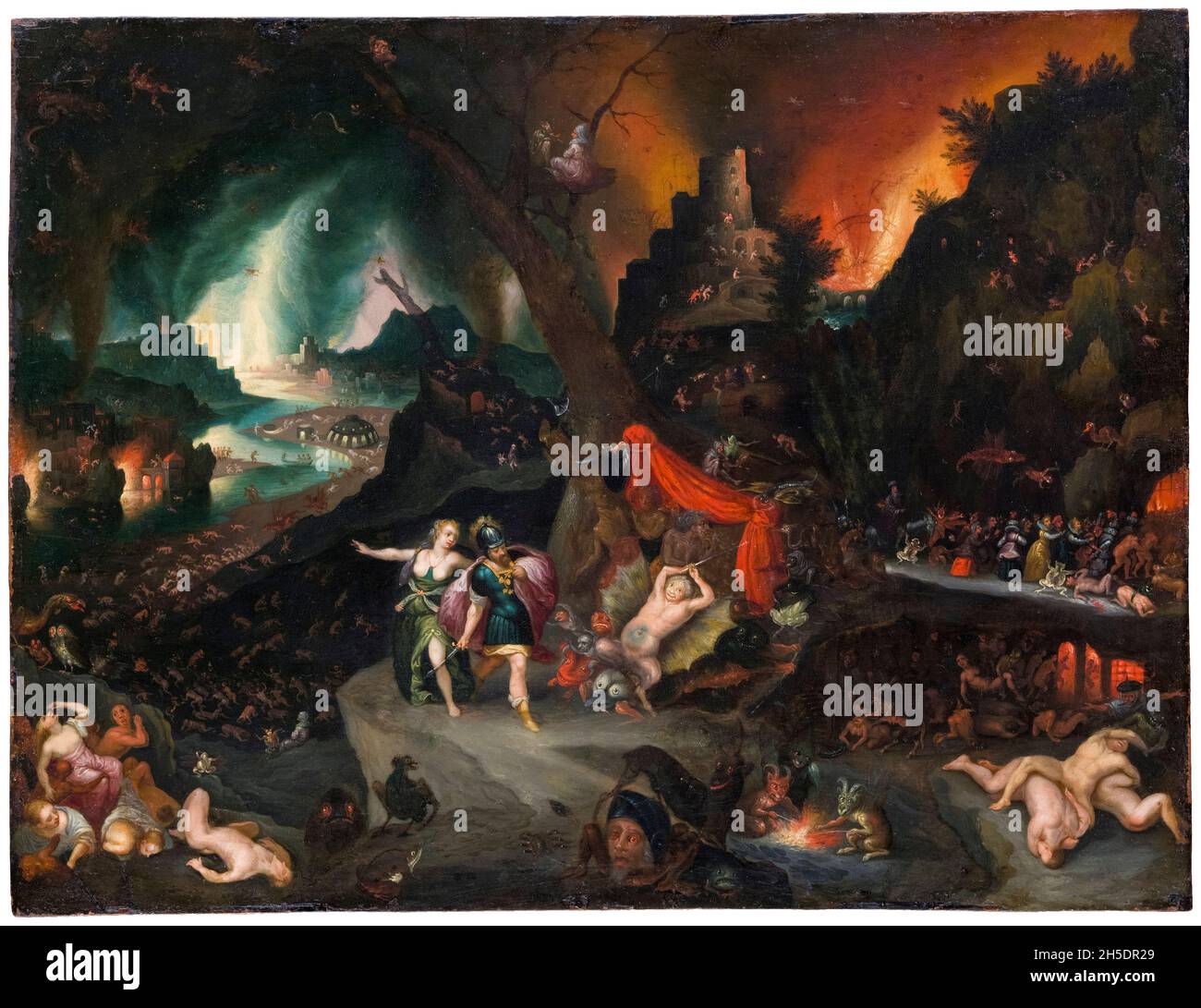Aeneas et le Sibyl in the Underworld, peinture de Jan Brueghel le plus jeune, 1630-1639 Banque D'Images