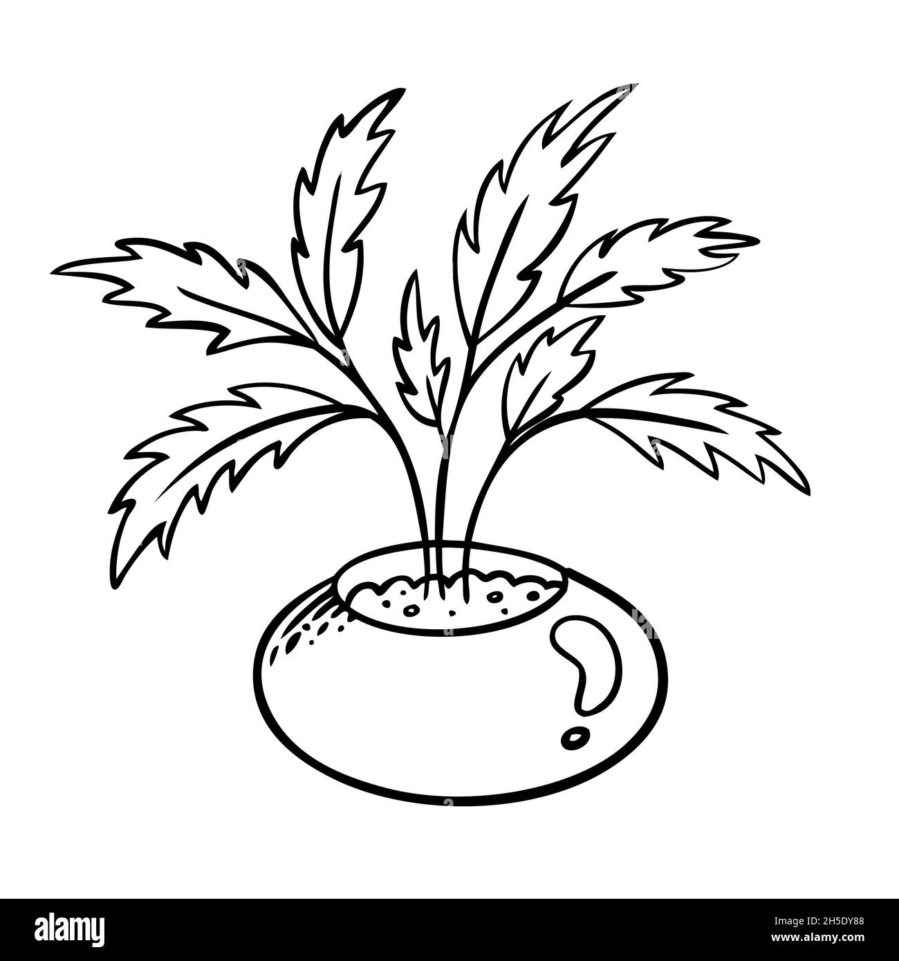 Illustration vectorielle d'une fleur dans un pot et esquisse à la main Illustration de Vecteur