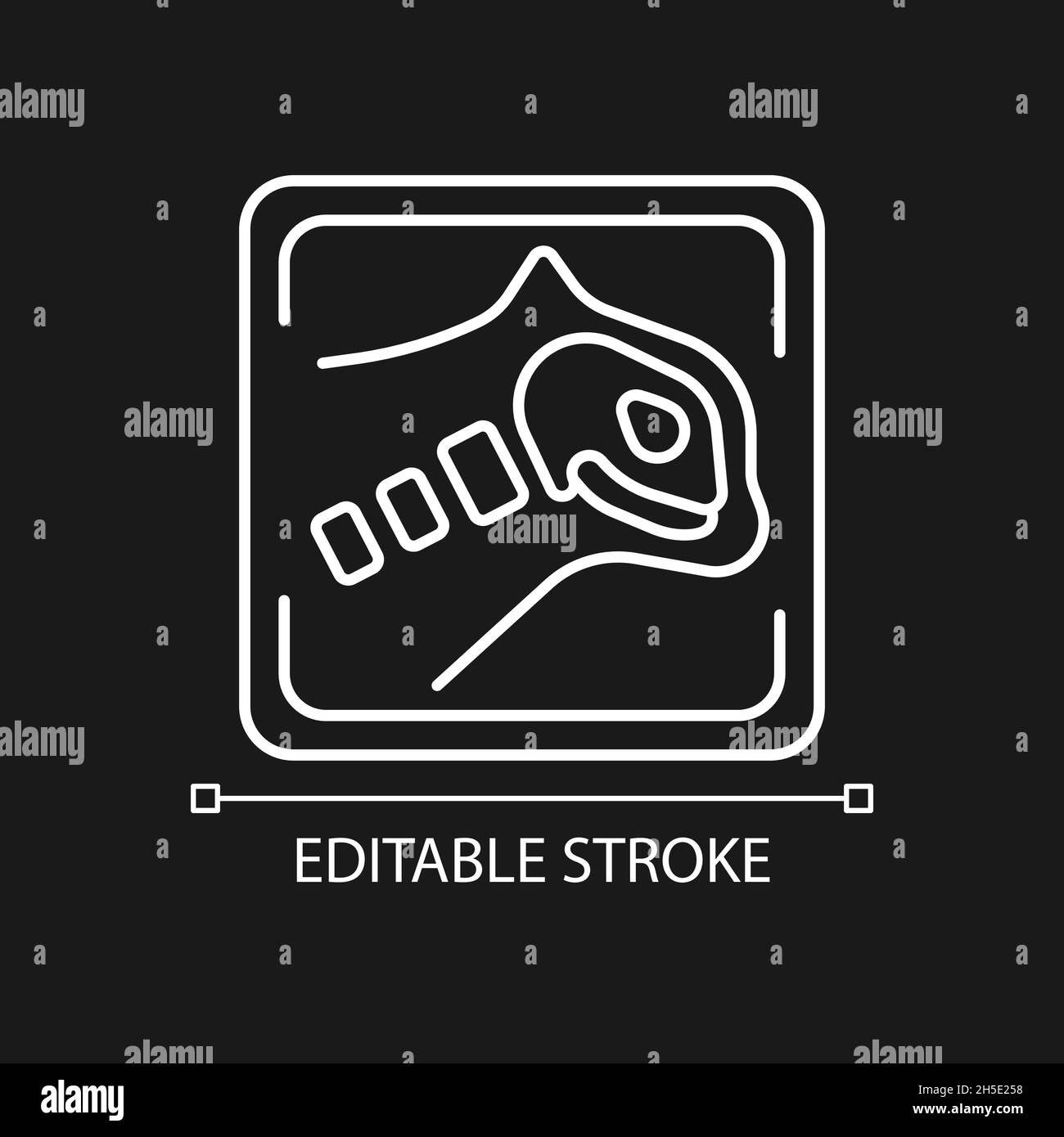 Icône linéaire blanche rayons X PET pour thème sombre Illustration de Vecteur