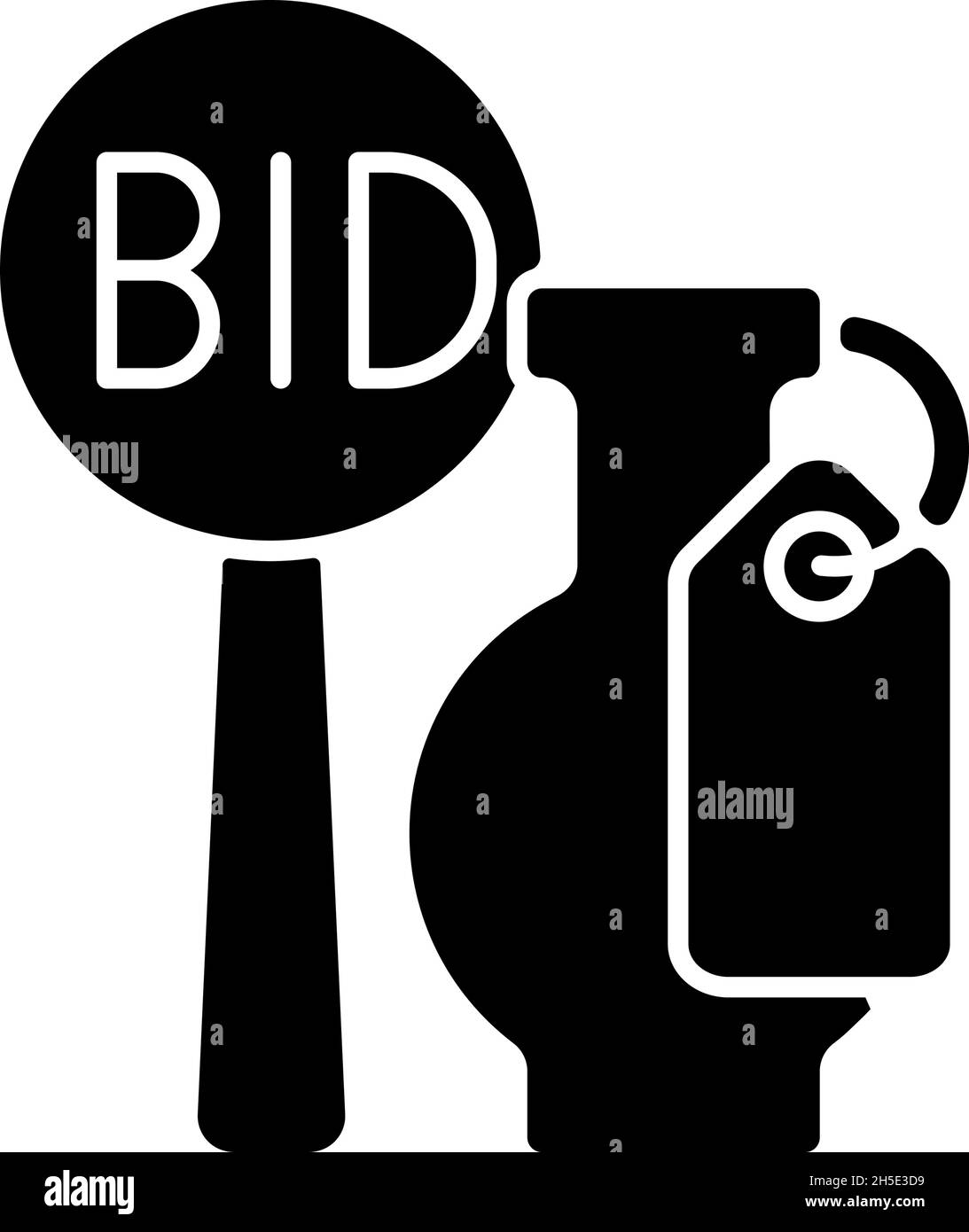 Icône de glyphe noir de vente aux enchères d'art Illustration de Vecteur