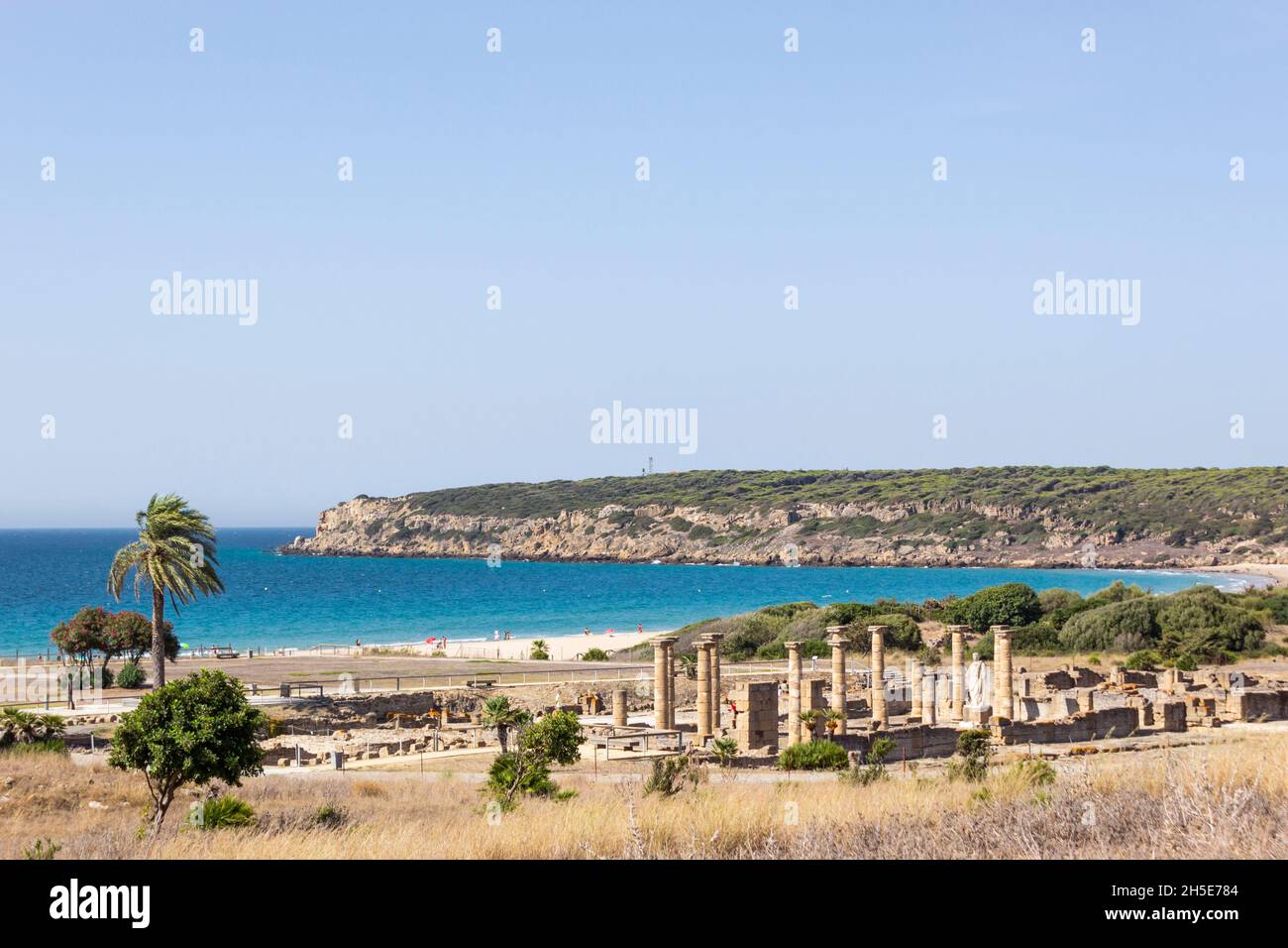 Les ruines de la ville romaine de Baelo Claudia, Tarifa, Bolonia, Andalousie, sud de l'Espagne.Situé sur la rive nord du détroit de Gibraltar, t Banque D'Images