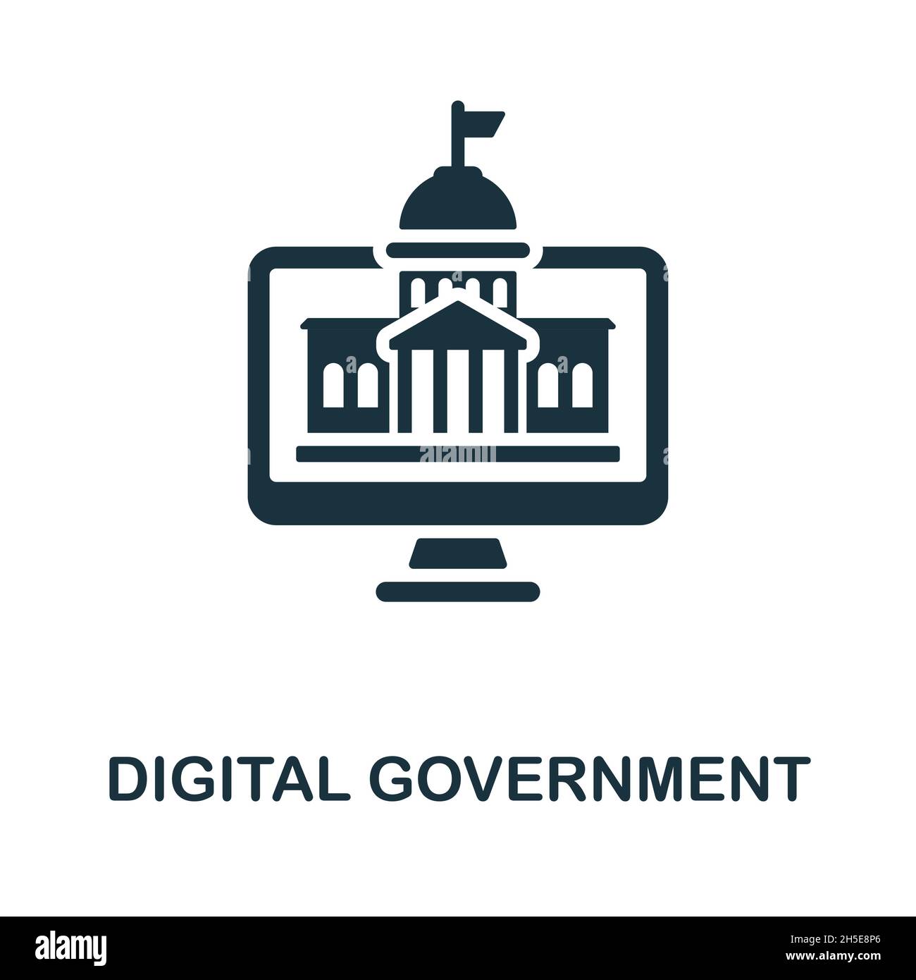 Icône Digital Government.Panneau monochrome de la collection de transformation numérique.Illustration de l'icône Creative Digital Government pour la conception Web Illustration de Vecteur