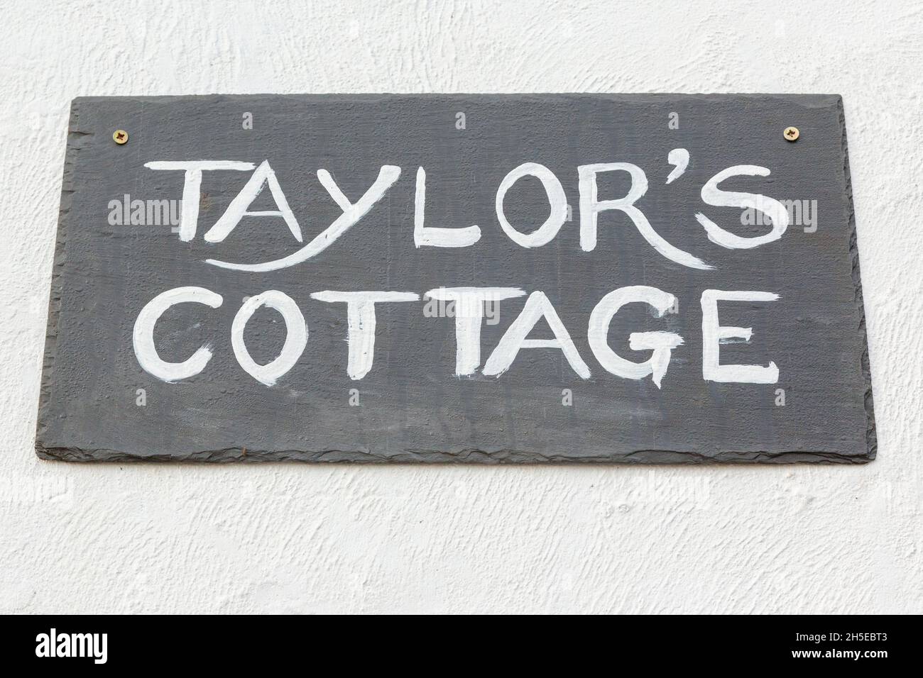 Panneau Taylor's Cottage,Devon , Angleterre, Royaume-Uni. Banque D'Images