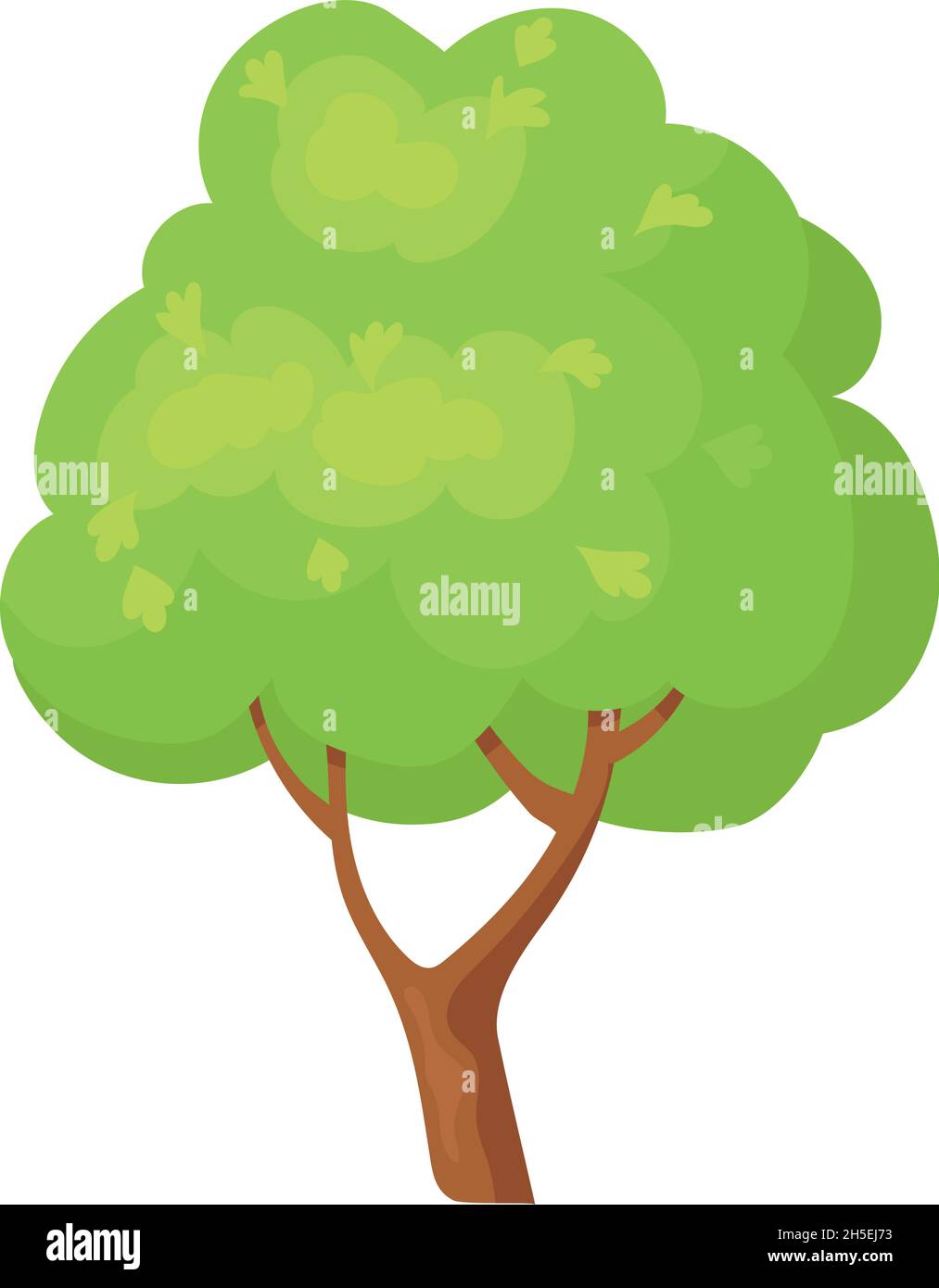 Arborescence ramifiée.Végétation mignonne pour la terre boisée, dessin animé vectoriel isolé sur fond blanc Illustration de Vecteur
