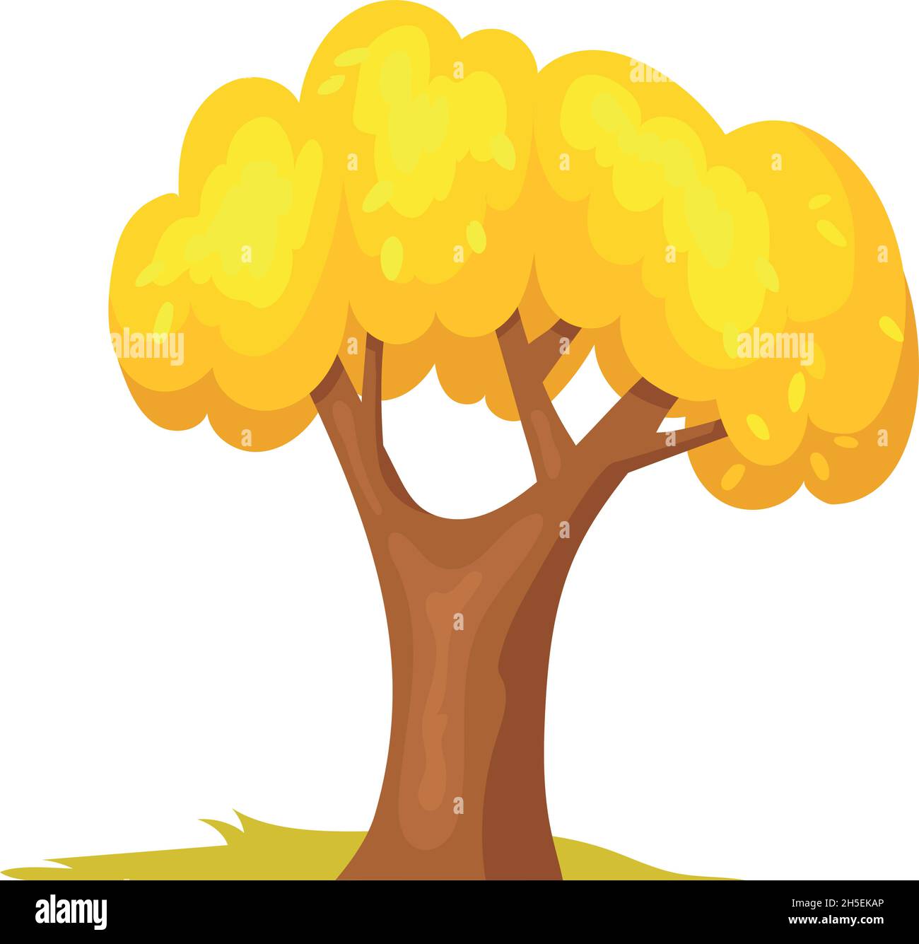 Arbre d'automne.Décor doré de la saison de novembre, design vectoriel fantaisie isolé sur fond blanc Illustration de Vecteur