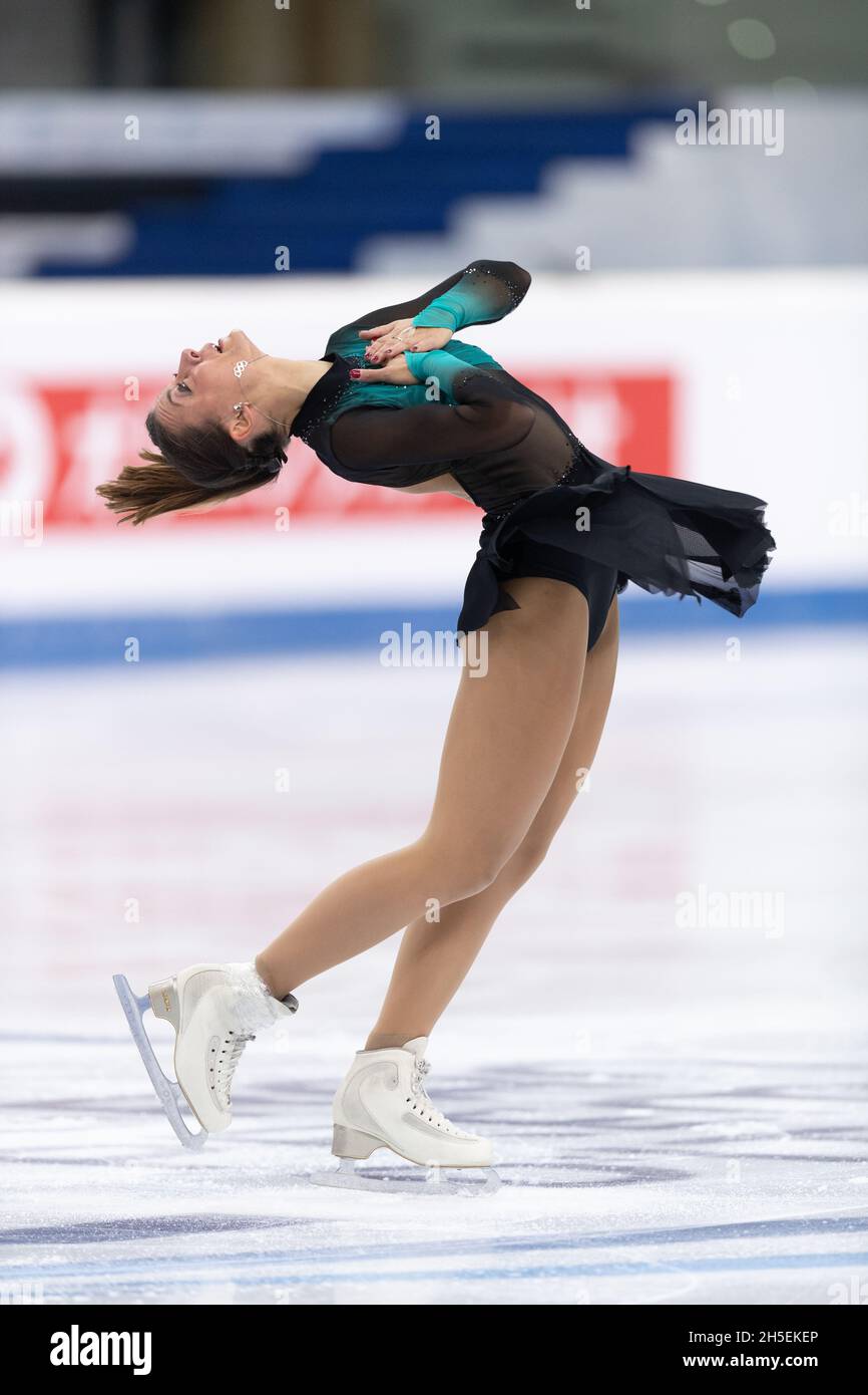 Nicole Schott, d'Allemagne, participe au programme gratuit pour les dames au cours du deuxième jour du Grand Prix de patinage artistique de l'UIP - Gran Premio d'Italia à Palavela Banque D'Images