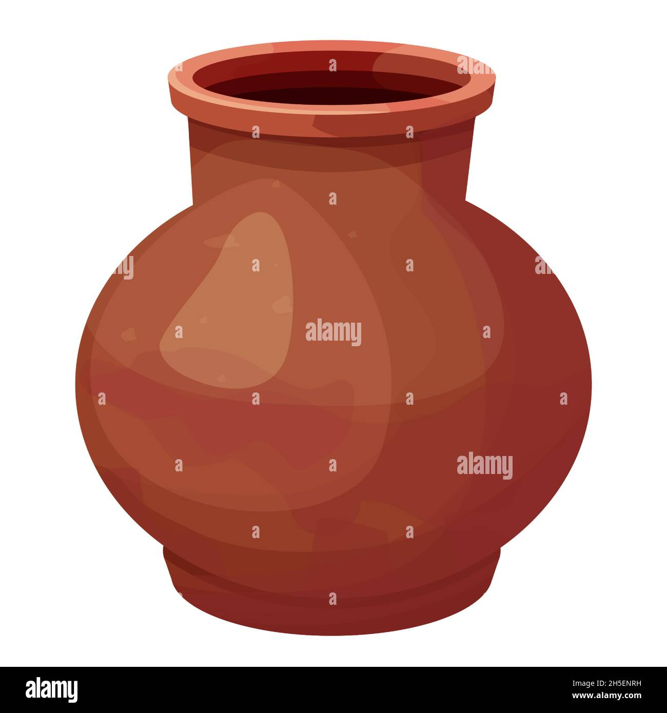 Pot africain, vase en céramique, artefact tribal artisanal de style dessin animé isolé sur fond blanc.Amphora d'argile, .Illustration vectorielle Illustration de Vecteur