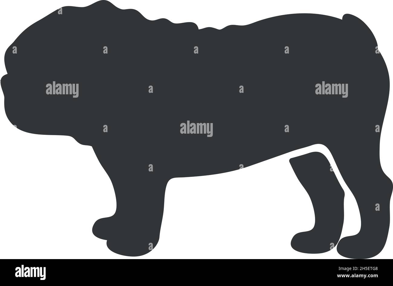 Silhouette de Bulldog.Petit chien joueur, icône vecteur de forme isolée sur fond blanc Illustration de Vecteur