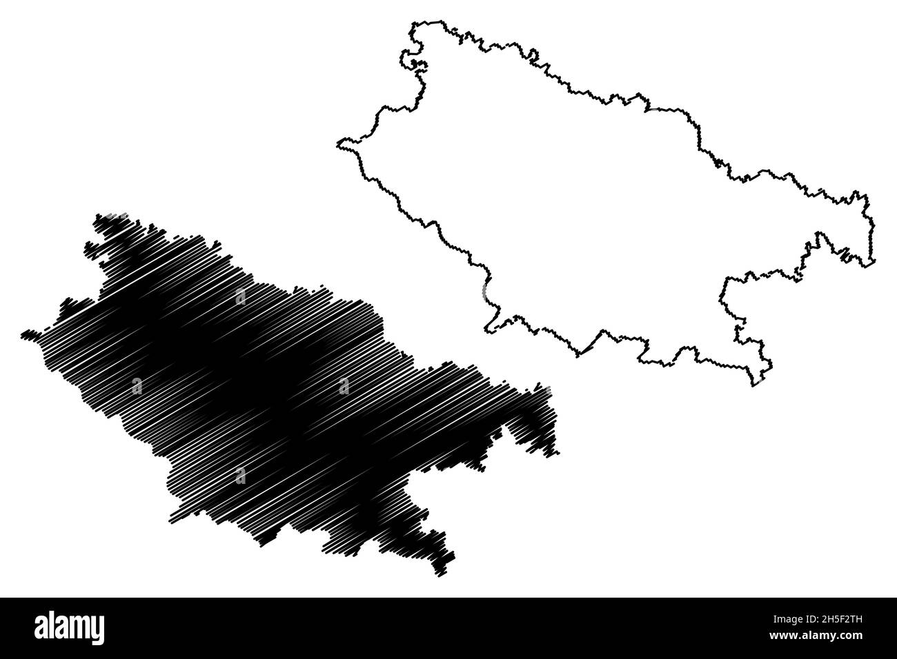 District de Sultanpur (État de l'Uttar Pradesh, République de l'Inde) carte illustration vectorielle, scribble esquisse carte de Sultanpur Illustration de Vecteur