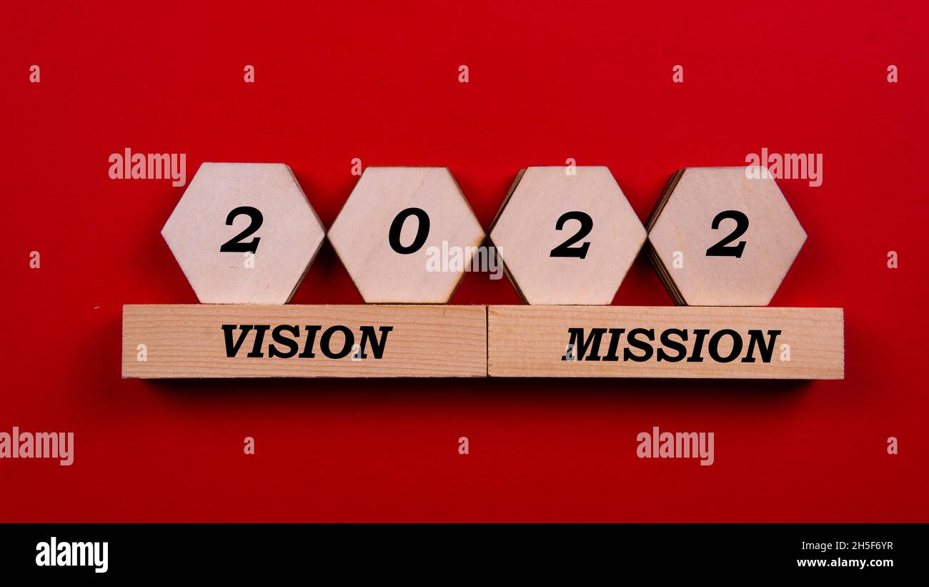 2022 Vision Mission à accomplir pour l'année.Mise au point sélective sur le texte. Banque D'Images
