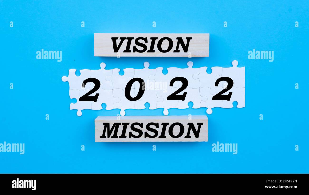 2022 Vision Mission à accomplir pour l'année.Mise au point sélective sur le texte. Banque D'Images
