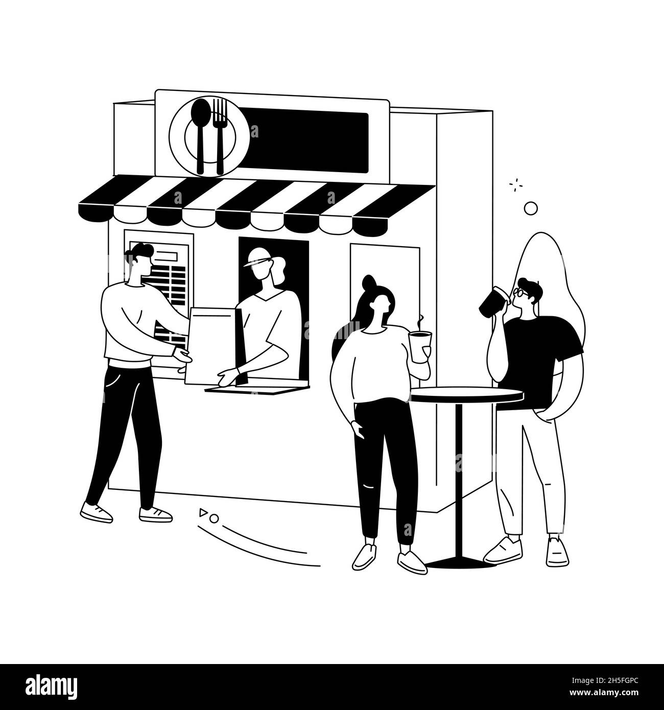 Illustration vectorielle abstraite de concept de café de rue. Illustration de Vecteur