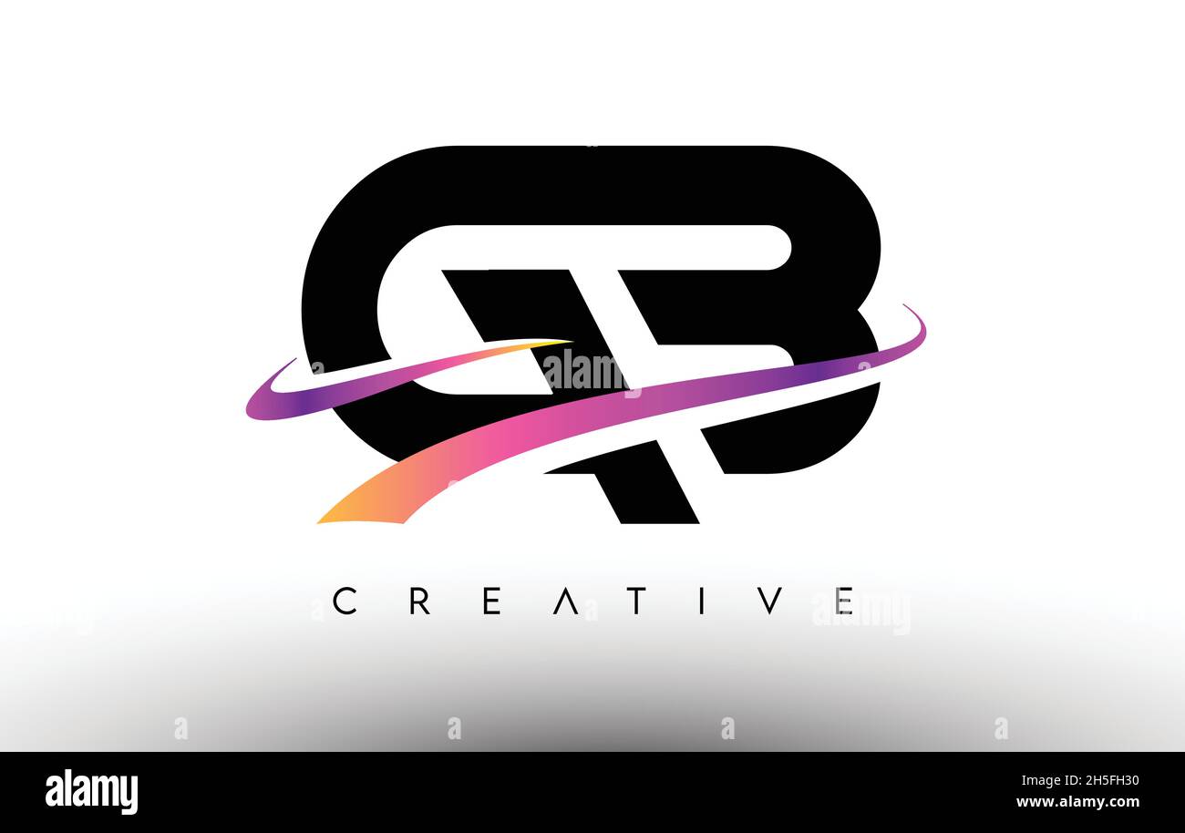 Logo GB lettre Design icône.Lettres GB avec illustration vectorielle colorée des lignes du Swoosh créatif Illustration de Vecteur