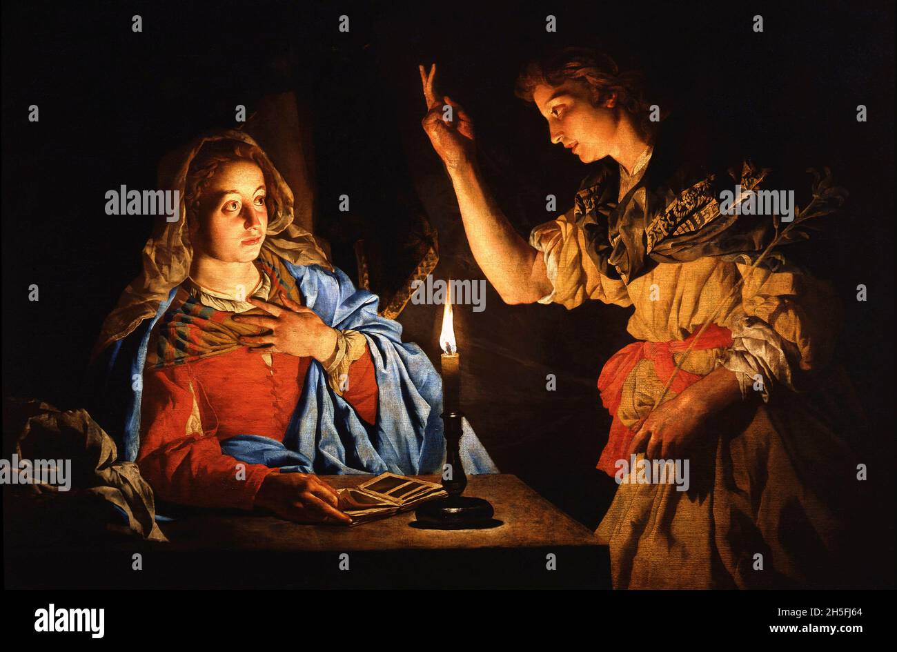L'Annonciation de Matthias stom (c.1600-c.1652), huile sur toile, début du xviie siècle Banque D'Images