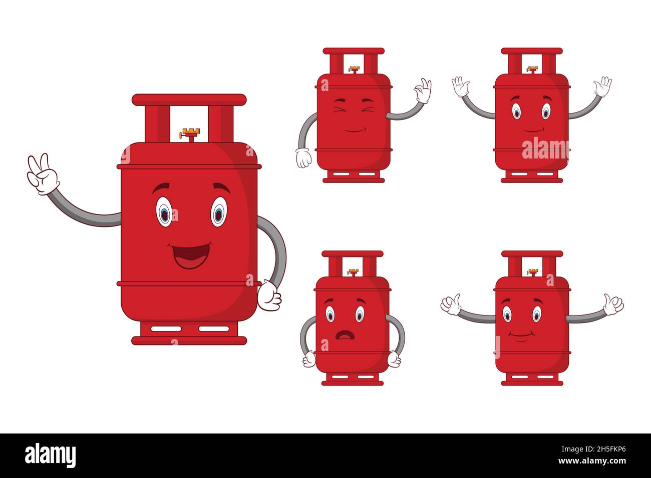 Caricature de bouteille de gaz rouge avec différentes expressions et poses  Image Vectorielle Stock - Alamy