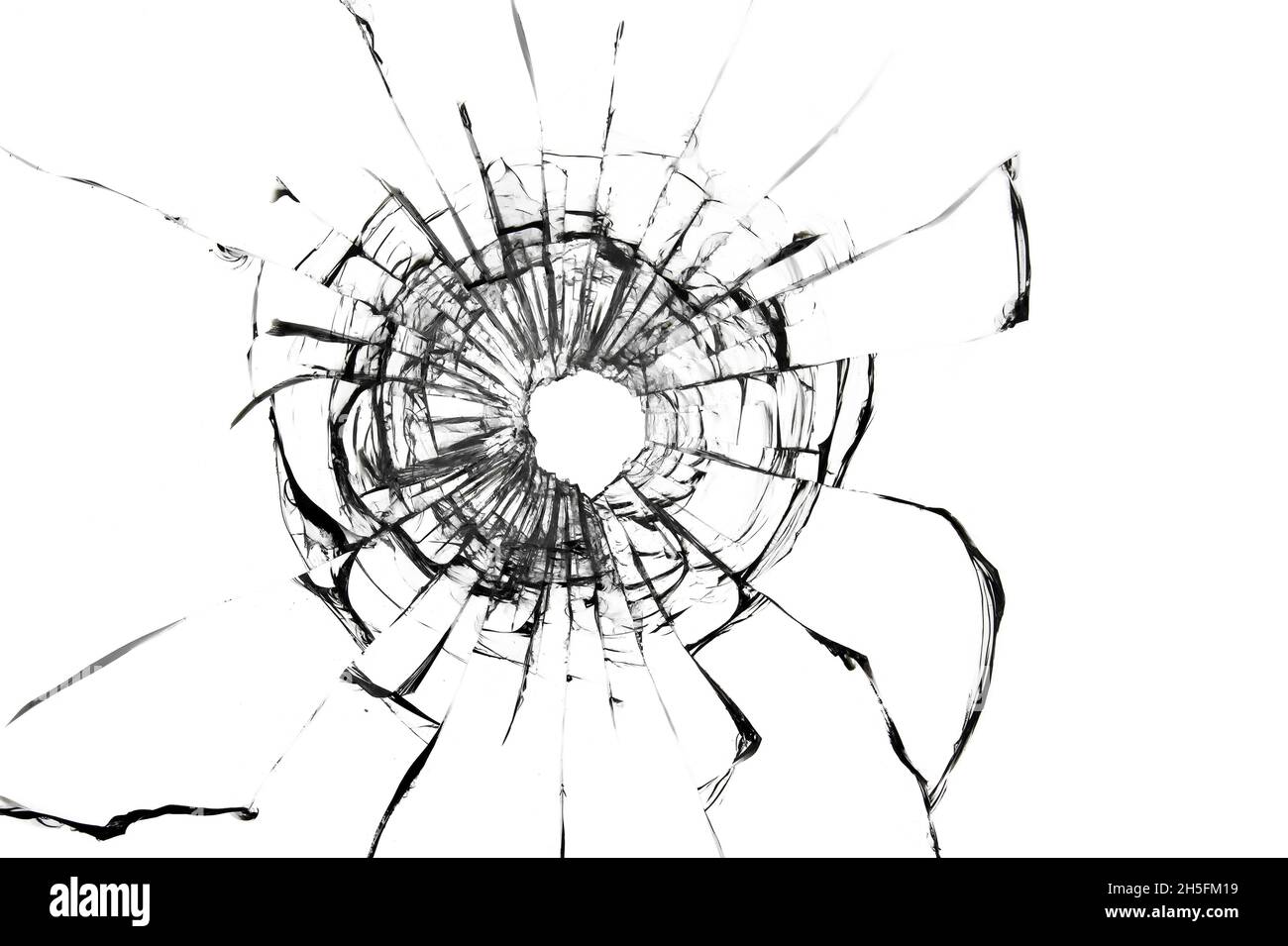 Fenêtre cassée, fond de verre fissuré.Texture abstraite sur fond blanc. Banque D'Images