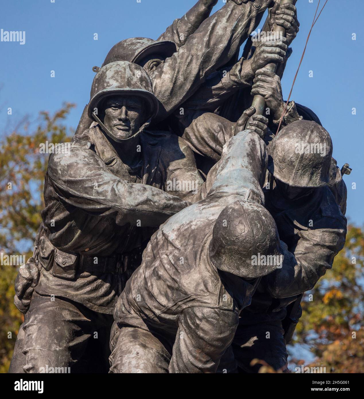 ROSSLYN, ARLINGTON, VIRGINIA, USA - détail du mémorial de guerre du corps des Marines des États-Unis Iwo Jima. Banque D'Images