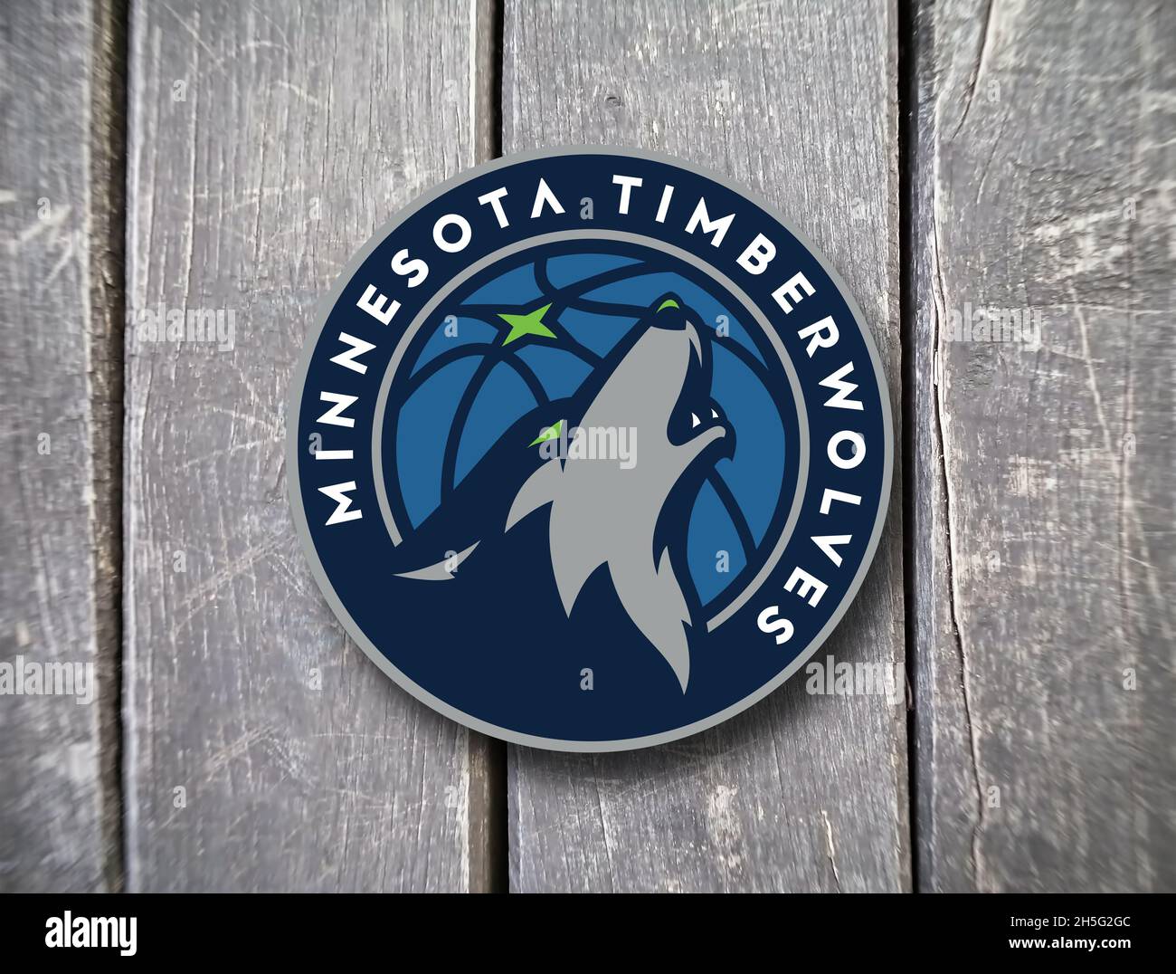 Armoiries Minnesota Timberwolves, Minneapolis, ils participent à la National Basketball Federation (NBA) Banque D'Images