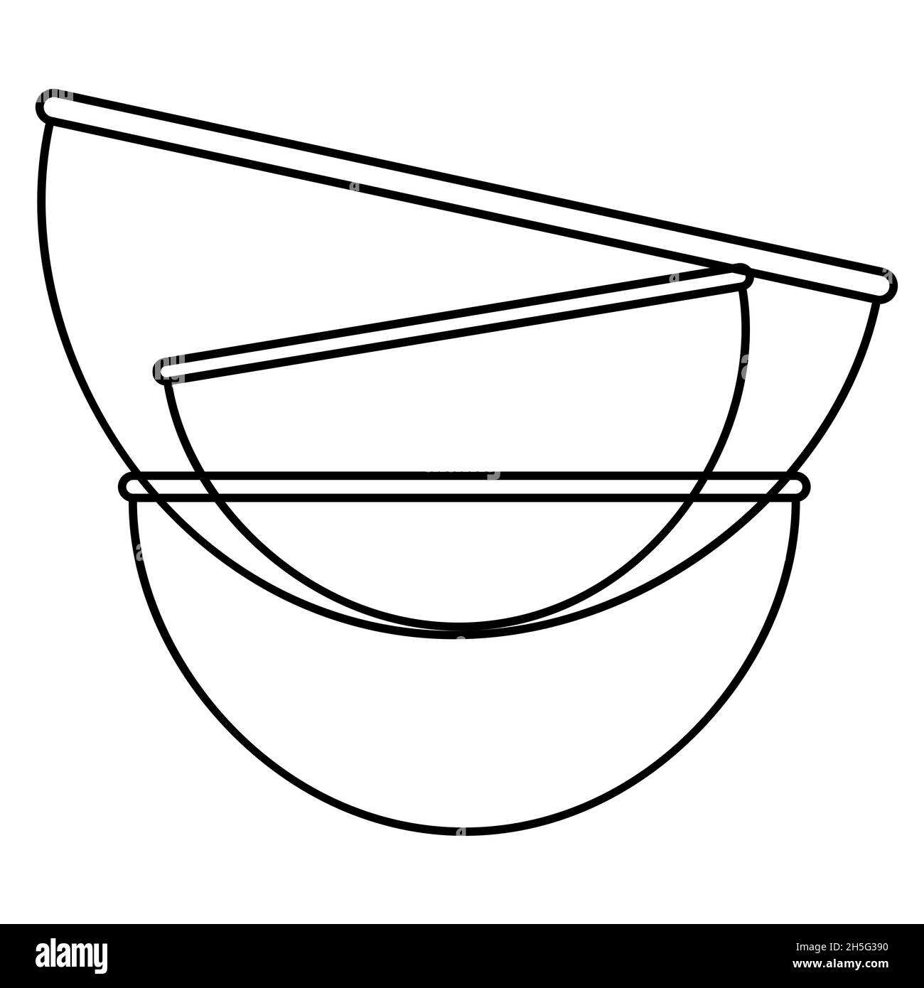 Ensemble d'outils de cuisine de trois bols en verre contour simple minimaliste design vectoriel illustration isolée sur fond blanc Illustration de Vecteur