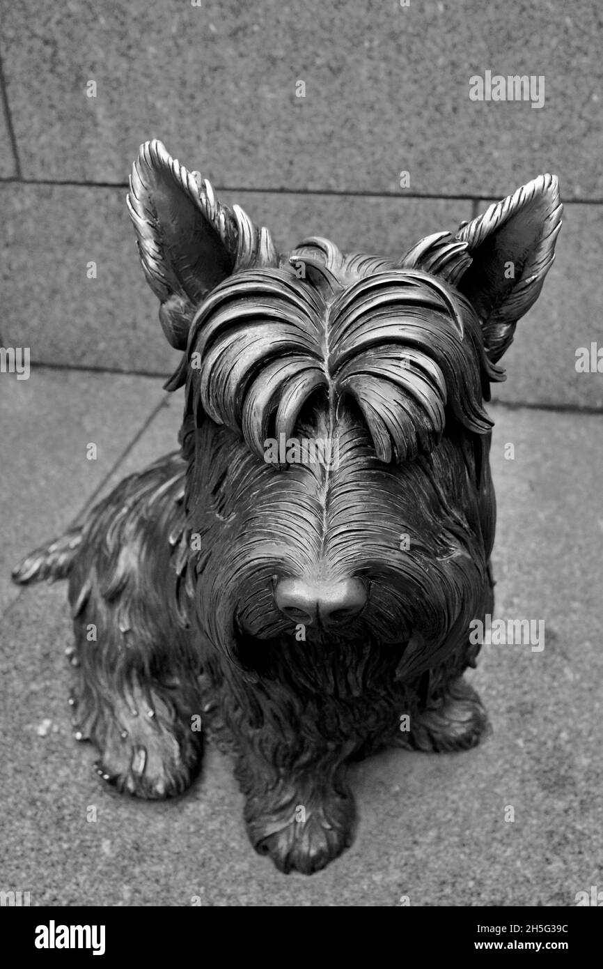 Sculpture de Franklin Delano Spodelts Dog Fala au FDR Memorial à Washington DC sur le National Mall Banque D'Images