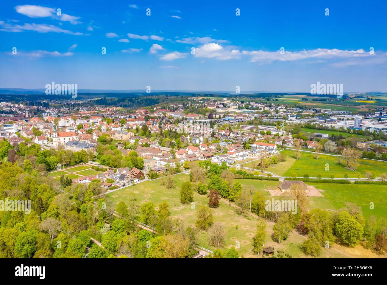 Donaueschingen Luftbild | vue aérienne depuis la ville allemande de Donaueschingen Banque D'Images