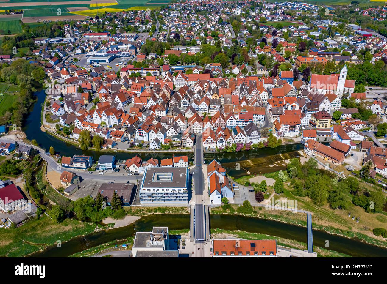 Riedlingen Luftbild | Die Stadt Riedlingen aus der Luft | vue aérienne de la ville allemande de Riedlingen Banque D'Images