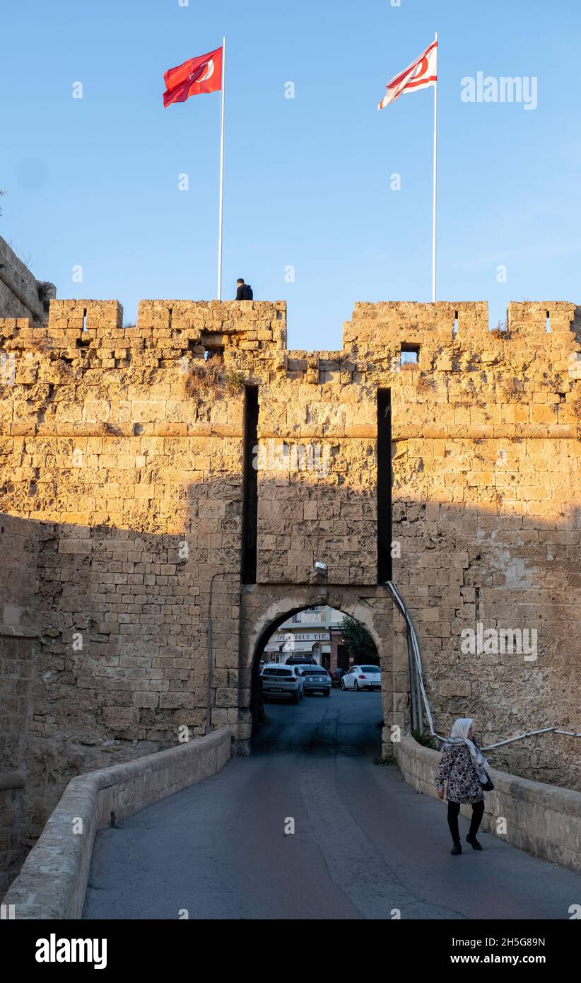 L'entrée Landgate de la ville fortifiée de Famagusta, république turque de Chypre-Nord. Banque D'Images