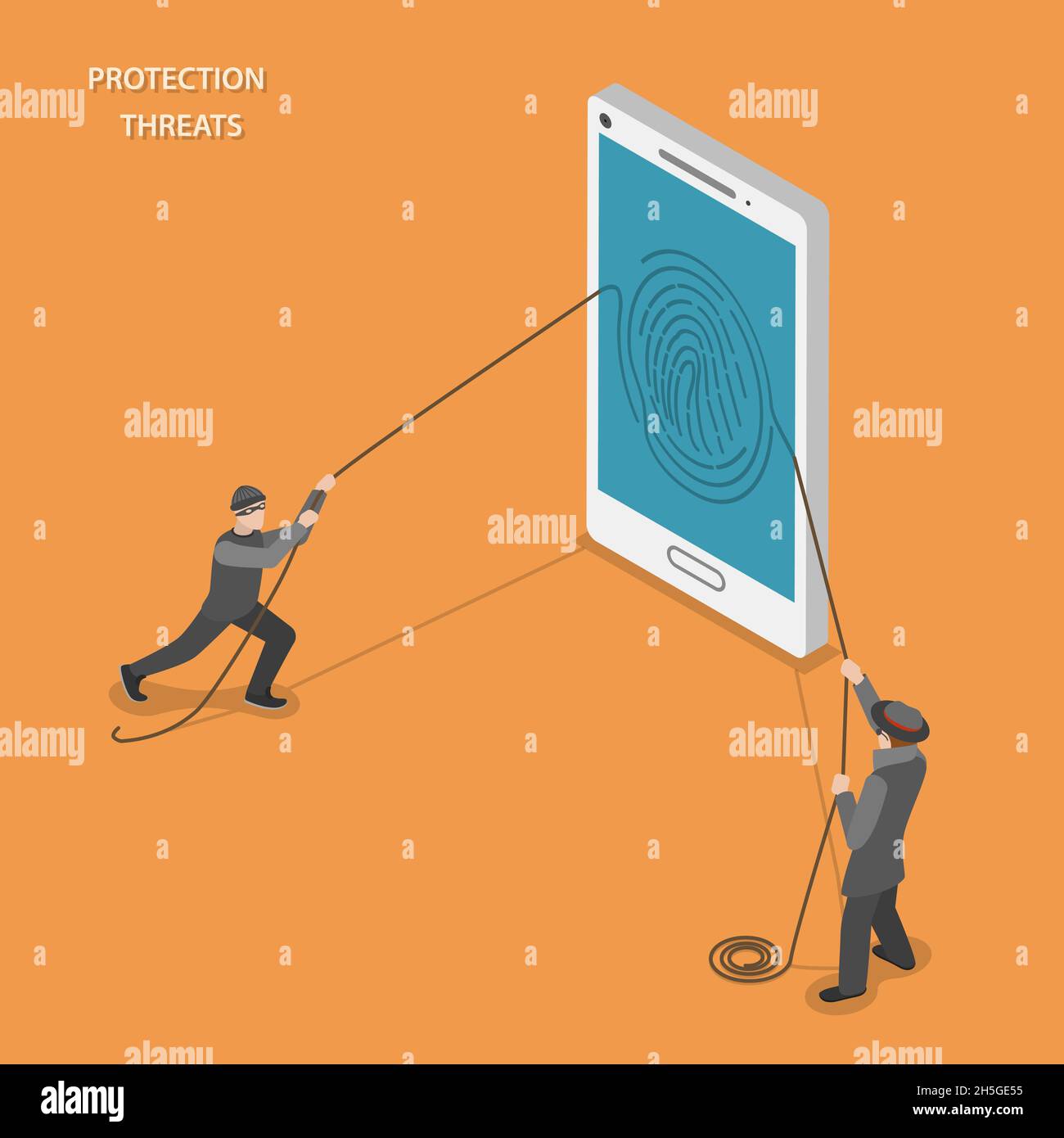 Menaces de protection concept de vecteur plat isométrique. Illustration de Vecteur