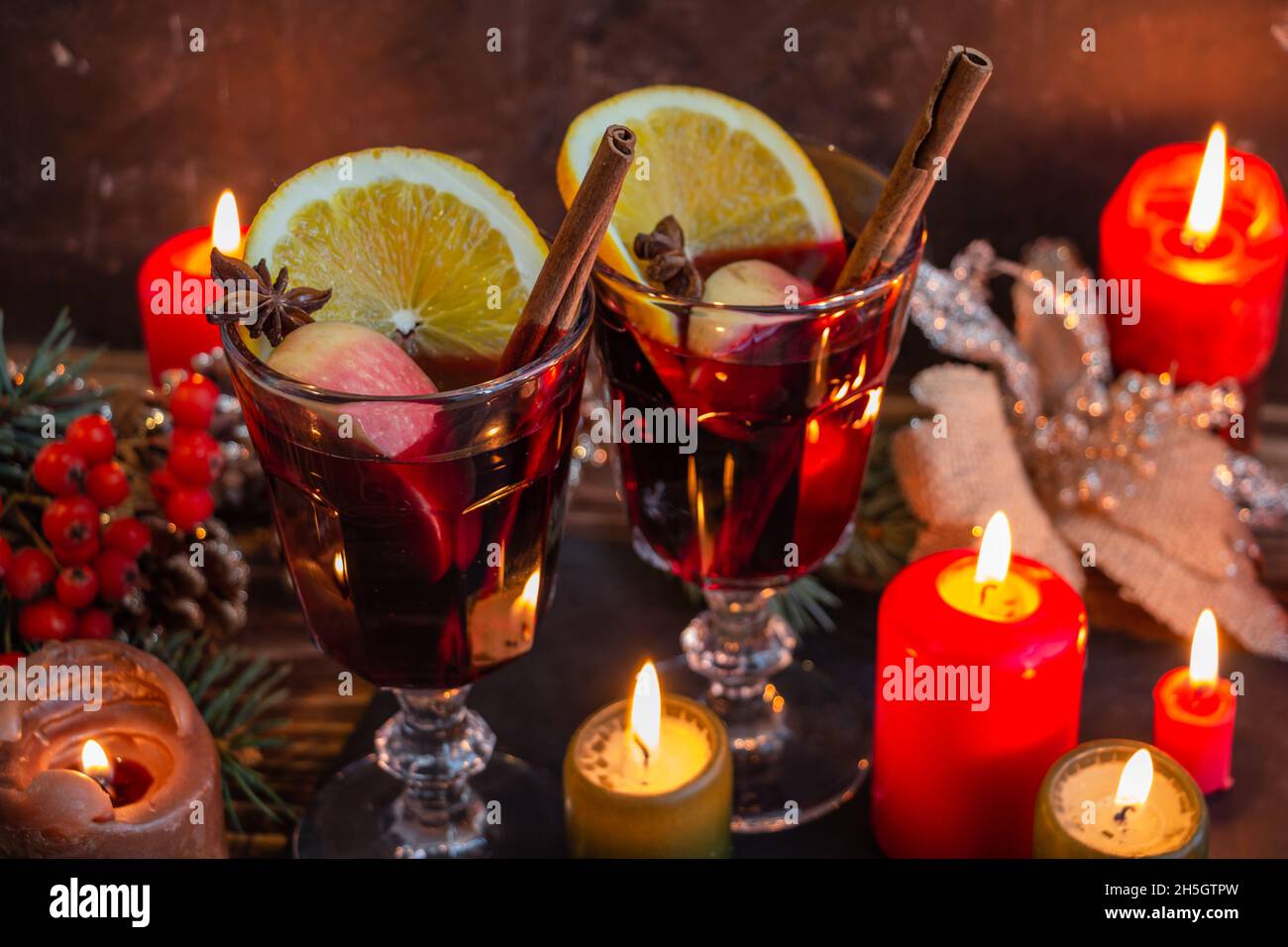 Vin chaud chaud chaud, atmosphère de Noël et du nouvel an Banque D'Images