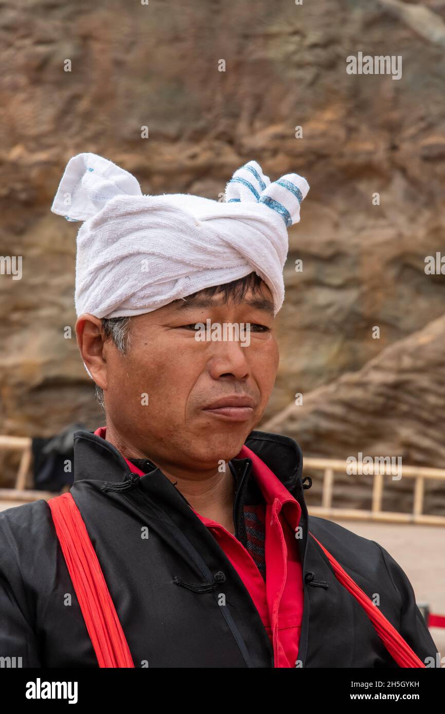 Des batteurs chinois se divertissent à la cascade de hukou dans la province de Shaanxi, en Chine Banque D'Images