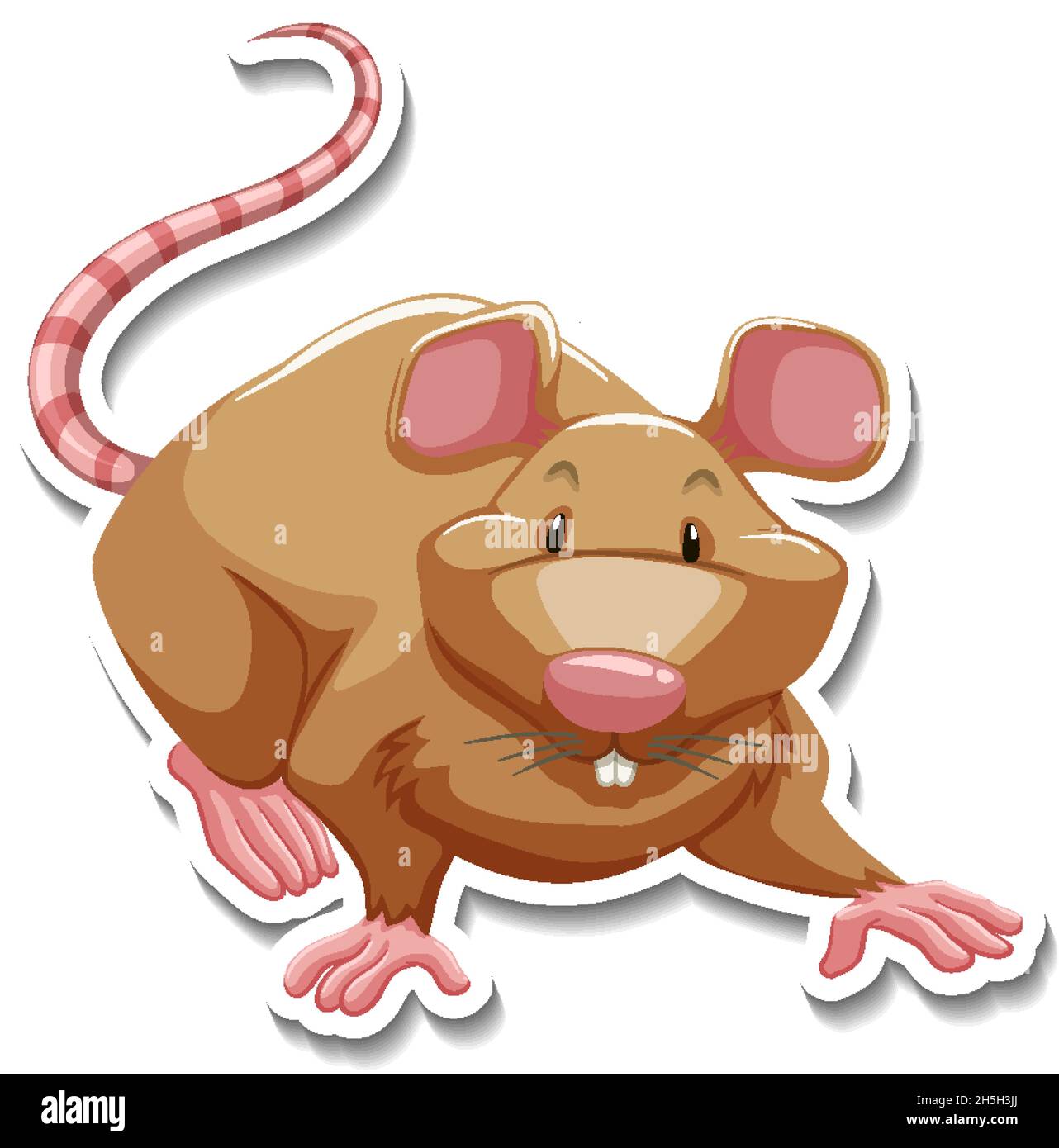 Illustration d'un autocollant de personnage de dessin animé de souris marron Illustration de Vecteur