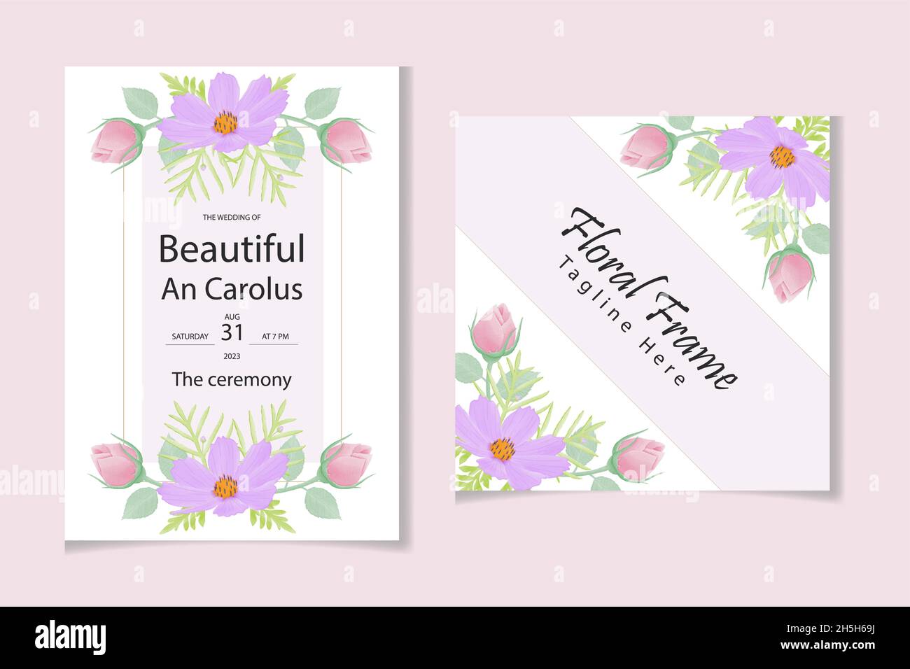 Motif color cosmos et fleurs aquarelle Illustration de Vecteur